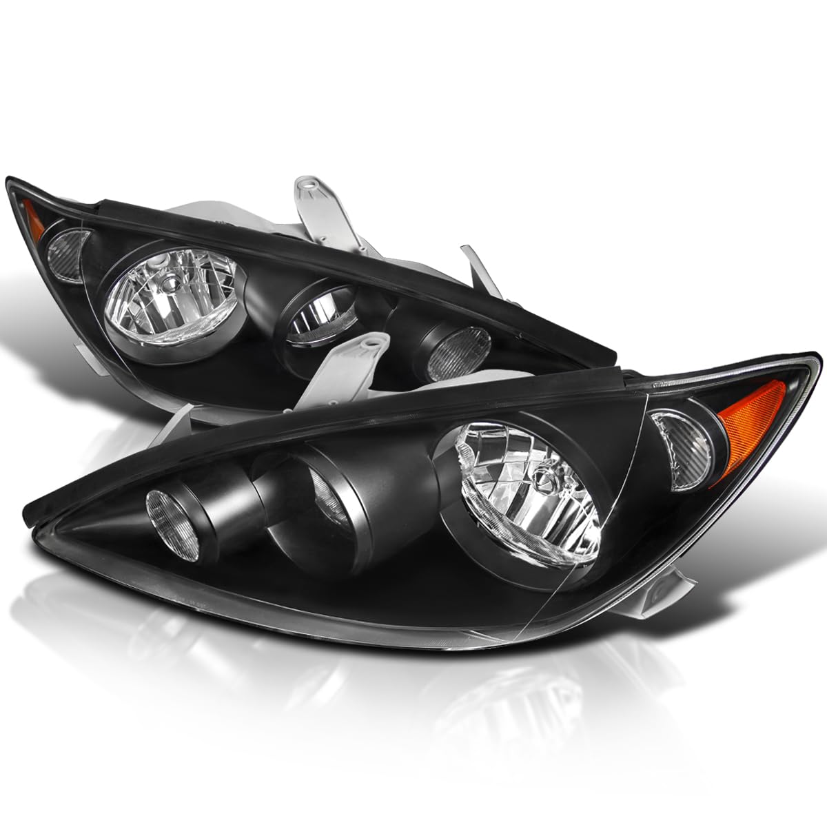 Spec-D Tuning Black Headlights for 2005-2006 Toyota Camry - Pair LED Headlight Assembly with Clear Lens (Left + Right) - Upgrade for Night Driving & Enhanced Style