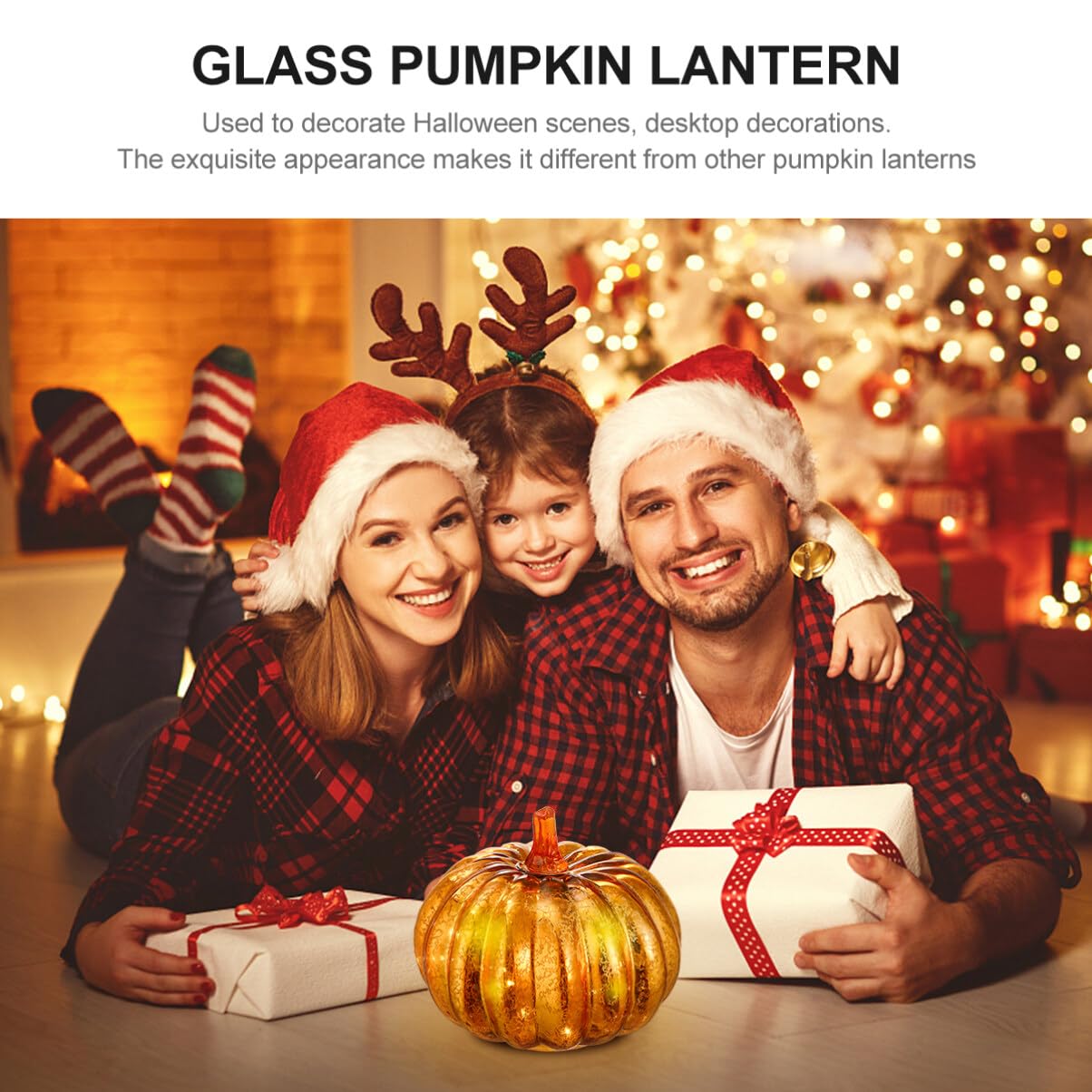 Halloween Pumpkin Lights - Glass LED Battery Powered Pumpkin Decorations for Indoor & Outdoor Parties - Perfect for Halloween Decor, Fall Festivals, and Home Garden Lighting