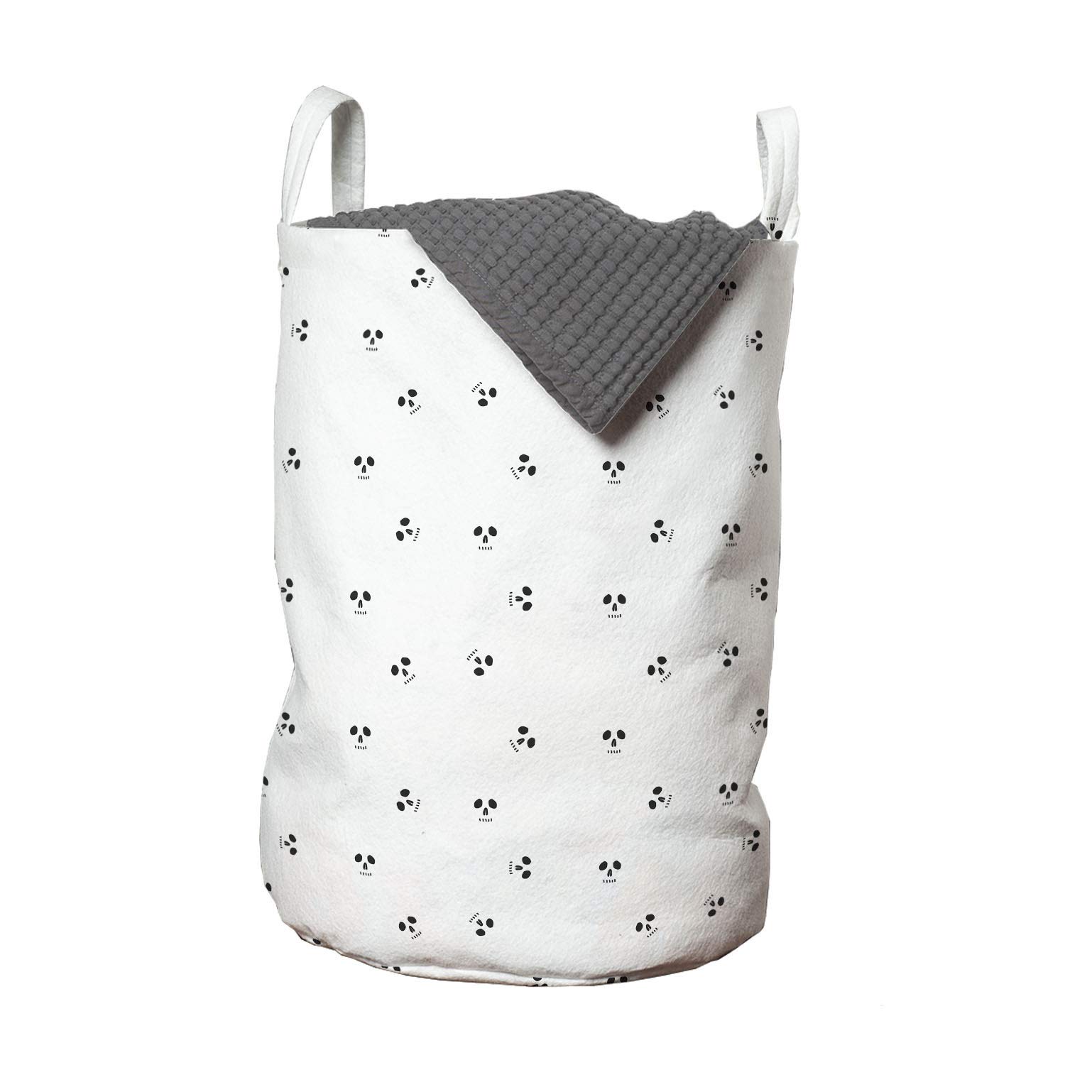 Ambesonne Skull Laundry Bag - Minimalist Abstract Skull Design with Handles & Drawstring Closure, 13