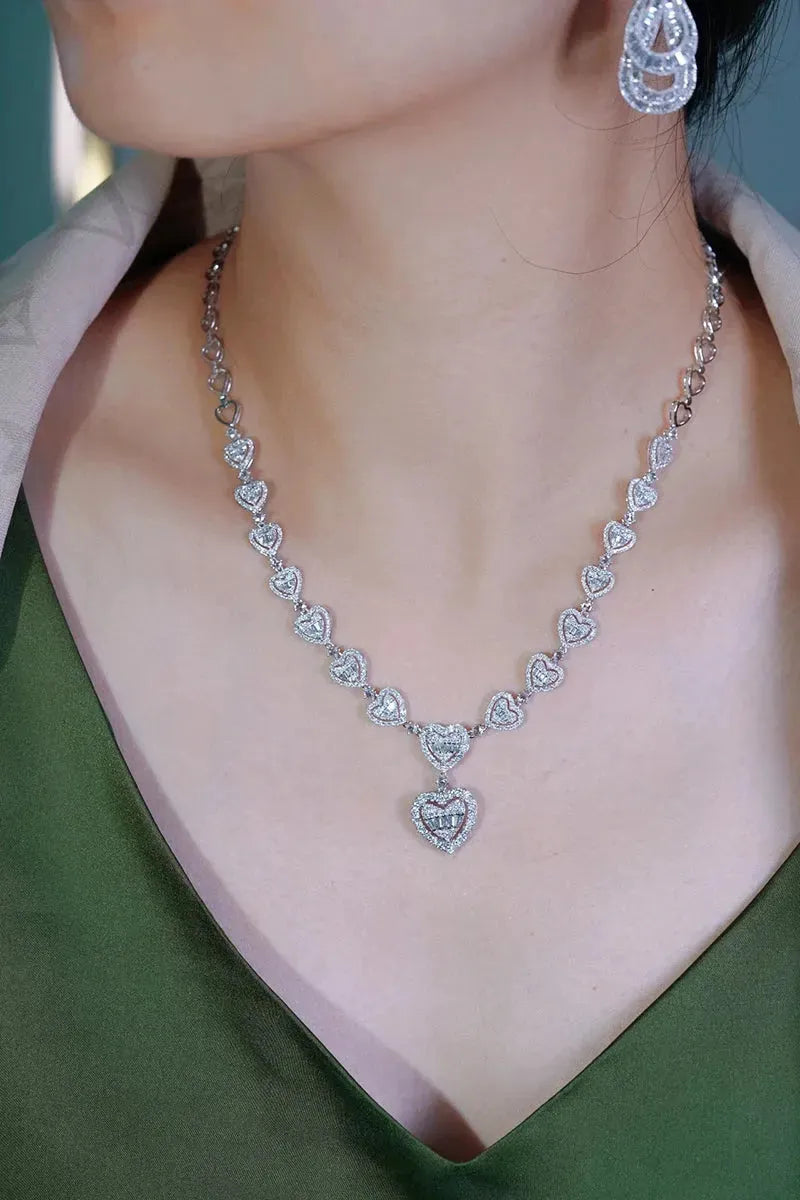 18K White Gold Diamond Necklace for Women - 3.10 Carat Natural Heart-Shaped Diamond Pendant, Luxury Romantic Jewelry Gift for Anniversary, Valentine's Day & Special Occasions