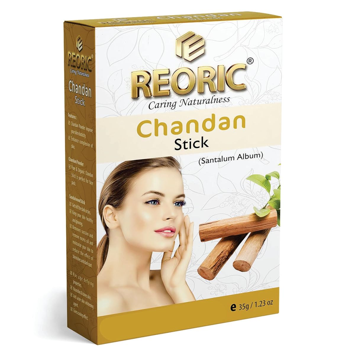 Original Pure Sandalwood Stick for Face & Puja - 35g Natural Chandan Wood Stick for Skincare & Religious Ceremonies - Perfect for Daily Beauty Rituals & Spiritual Offerings
