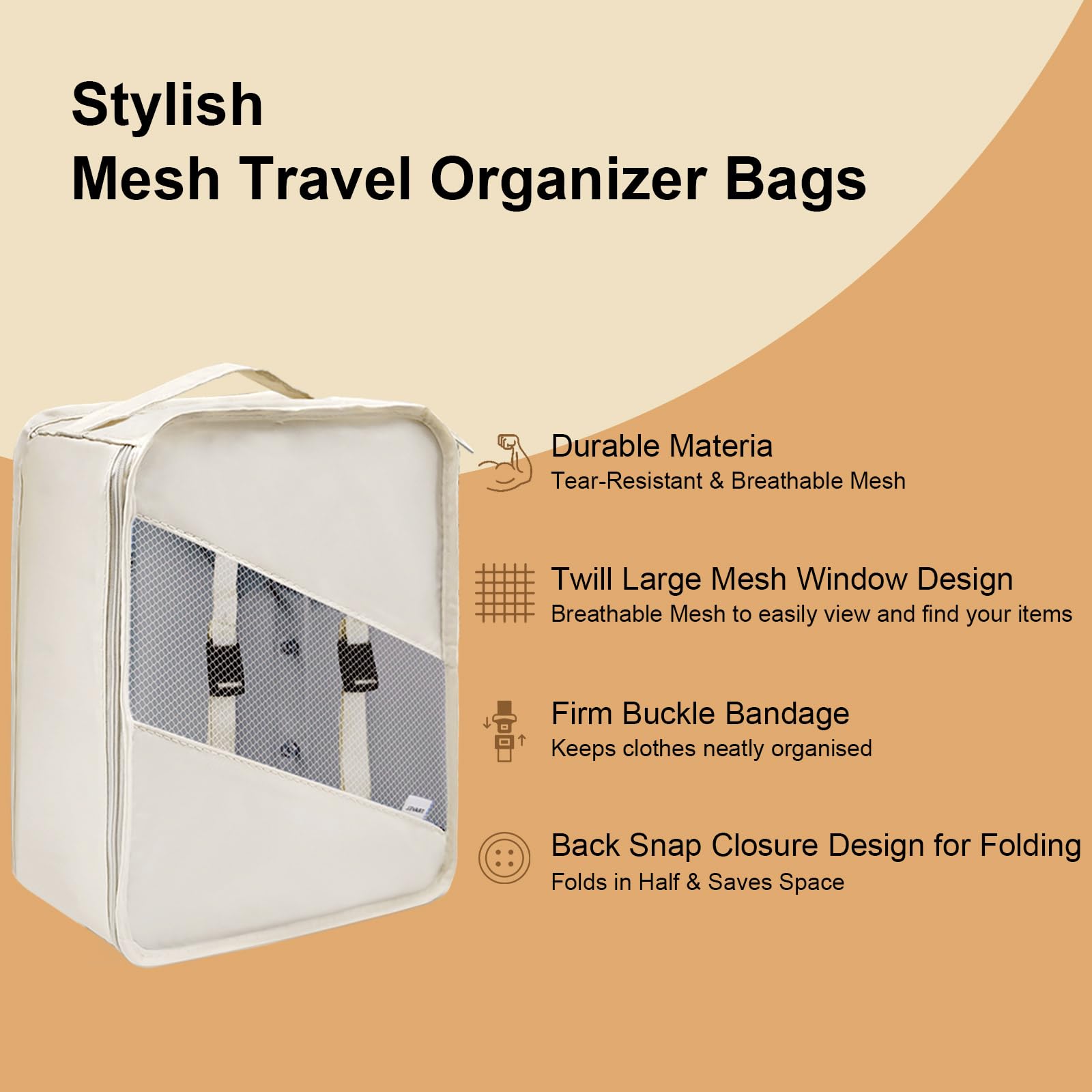 7-Piece Packing Cubes Set - Durable Mesh Travel Organizer Bags for Suitcases, Breathable Luggage Storage Essentials | Perfect for Business Trips, Vacations & Family Travel Organization