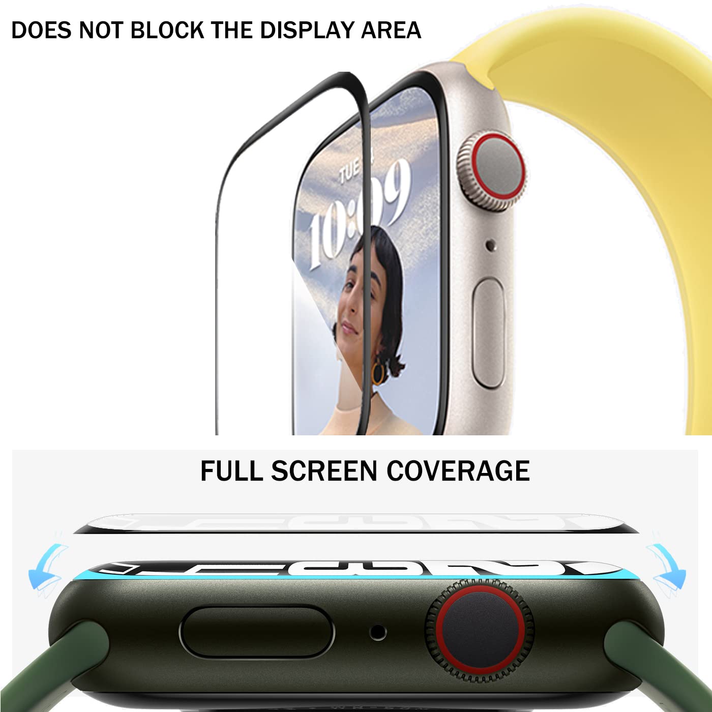 **WAMOY 3D Soft Screen Protector for Apple Watch Series 7 45mm - Clear Cover with Black Edge (2-Pack) - Scratch-Resistant & Bubble-Free - Perfect for Workouts, Swimming & Daily Wear**