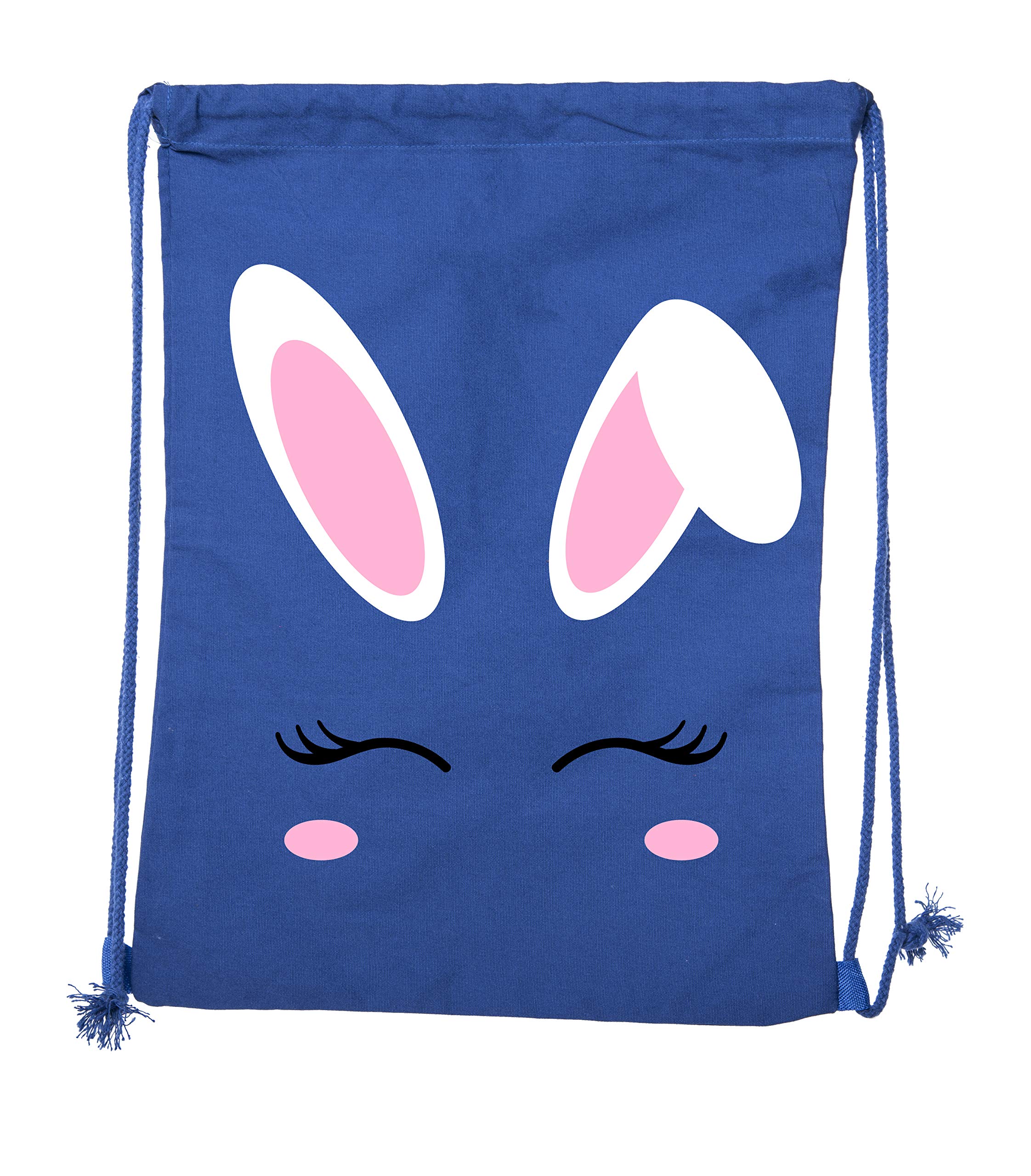 Easter Basket Backpack - Bulk Cotton Drawstring Cinch Bags for Easter Bunny Gifts - Bunny Face Design - Perfect for Easter Egg Hunts, Party Favors & Kids' Treats