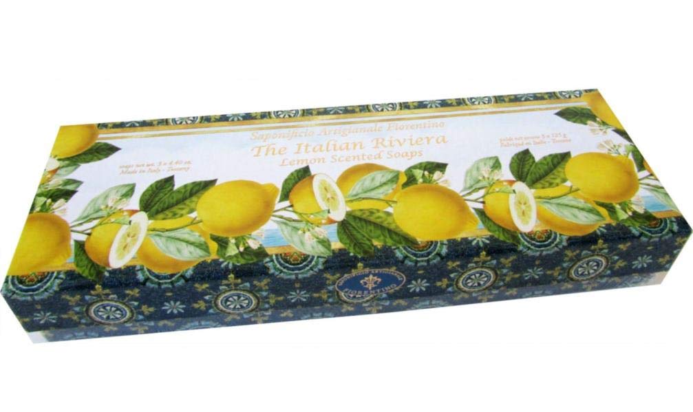 Saponificio Limone Lemon Bath Soap Bar - 3 Pack (4.4 oz Each) | Natural Moisturizing & Refreshing for Dry Skin | Perfect for Shower, Spa & Gift Giving