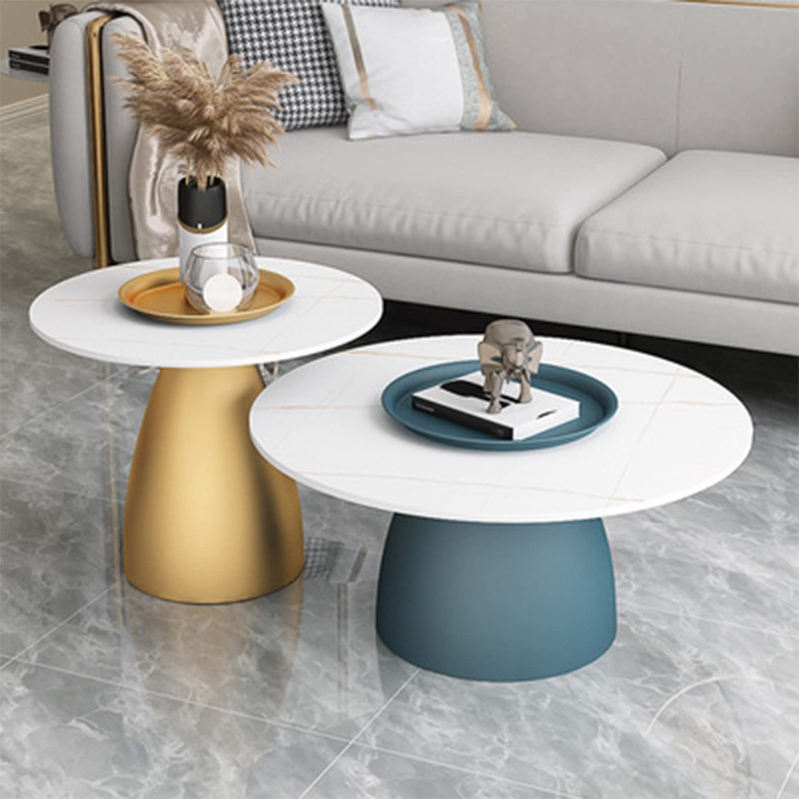 Modern Faux Marble Top End Table & Side Table Set - Stylish Coffee Table for Living Room, Bedroom, or Dining Room - Perfect Sofa Center Table for Home Decor & Entertaining
