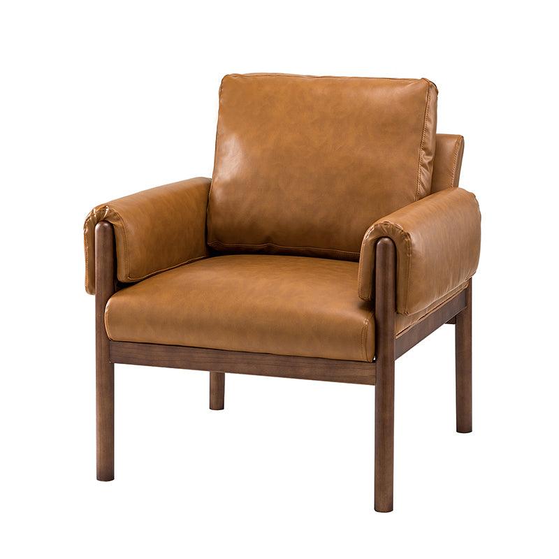 Henry Vegan Leather Armchair - Modern PU Leather Lounge Chair for Living Room, Office & Bedroom - Comfortable Mid-Century Style Accent Chair with Sturdy Metal Legs