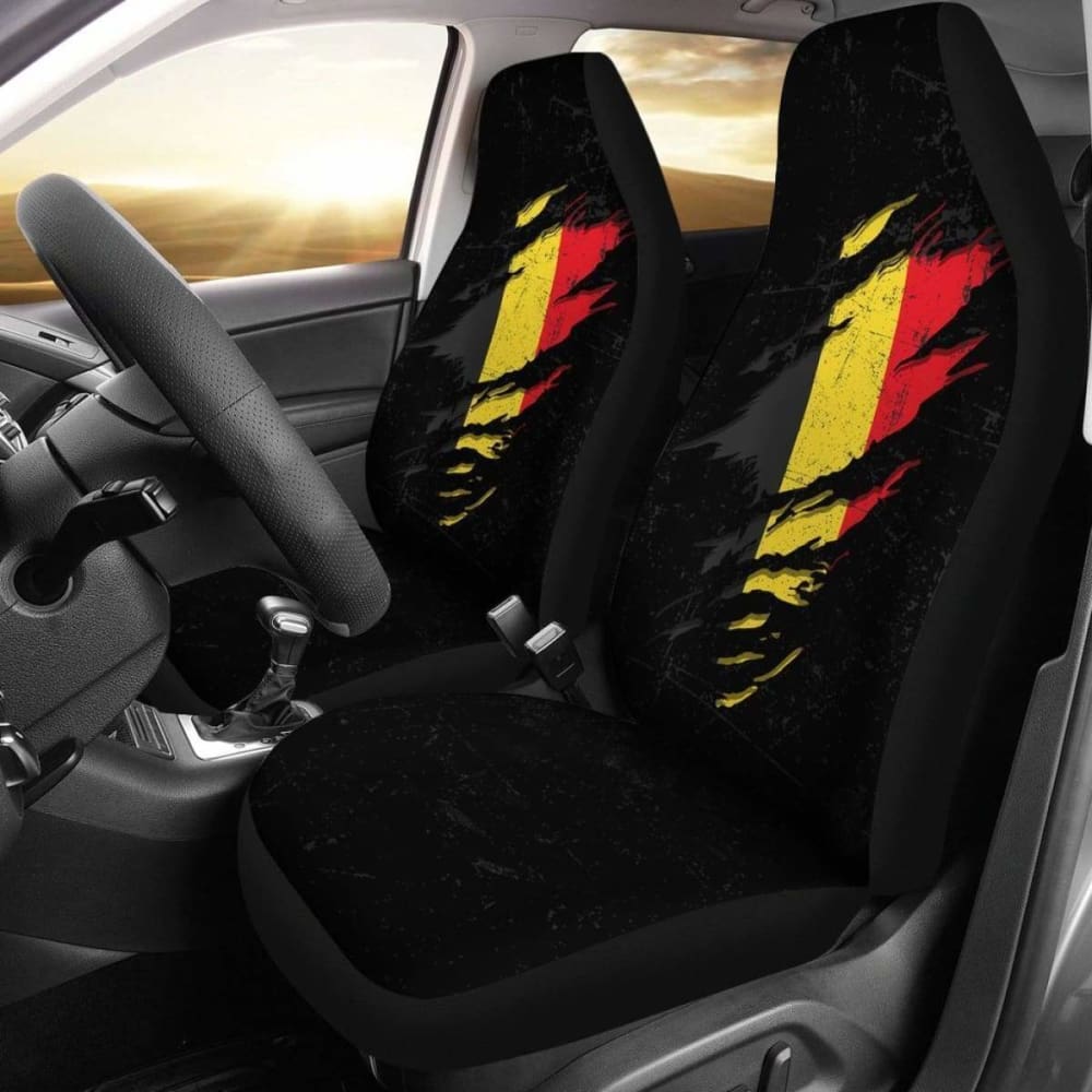 Premium Belgium In Me Car Seat Covers - Grunge Style (Set of 2) - Universal Fit for Cars, Trucks & SUVs - Durable & Stylish Protection for Daily Commute & Road Trips