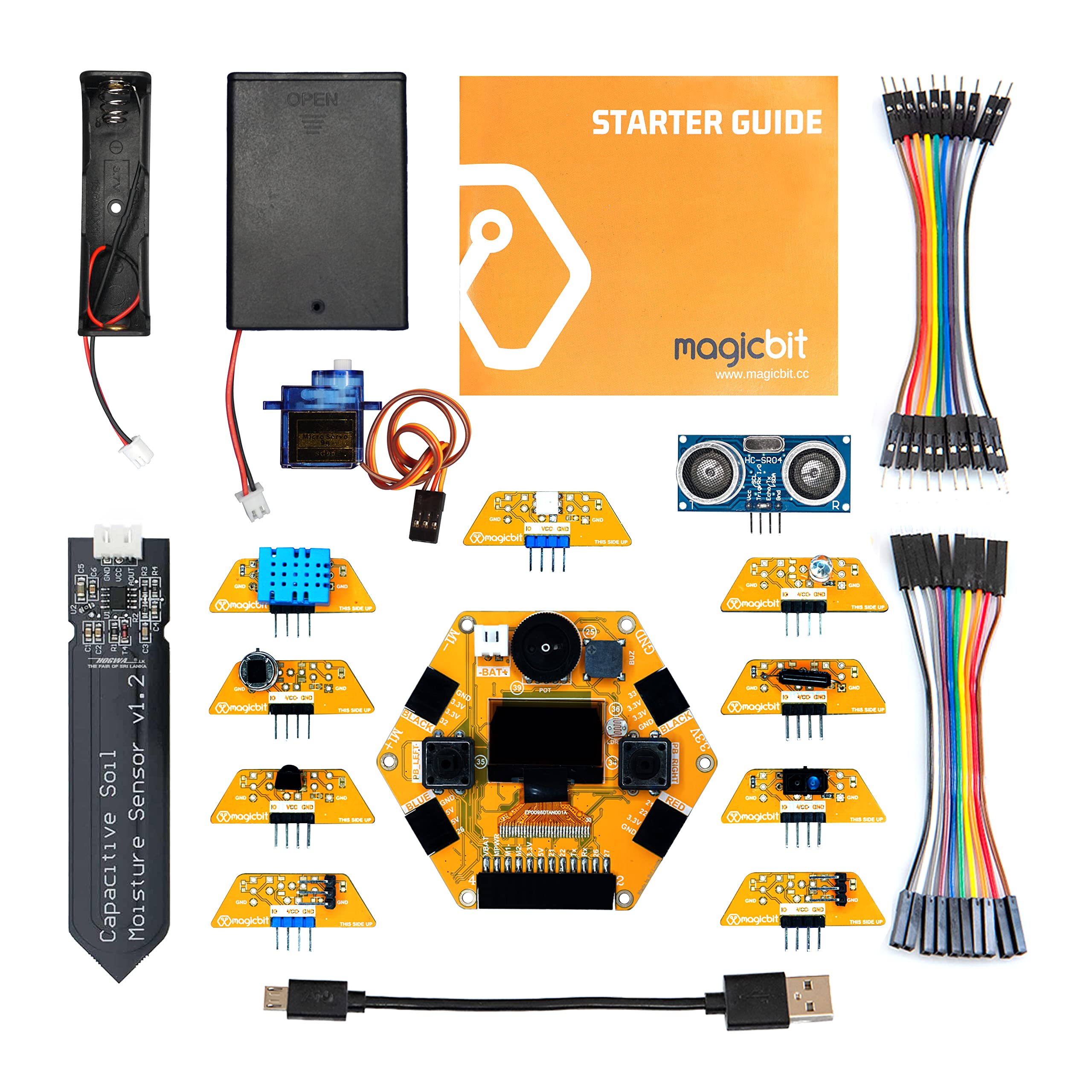 Magicbit Pro - Arduino Compatible STEM Learning Kit for Programming, IoT, Robotics & Electronics with 10 Plug-and-Play Sensor Modules | ESP32 Powered | Perfect for STEM Education, DIY Projects & Home Automation | Includes Free Online Tutorials