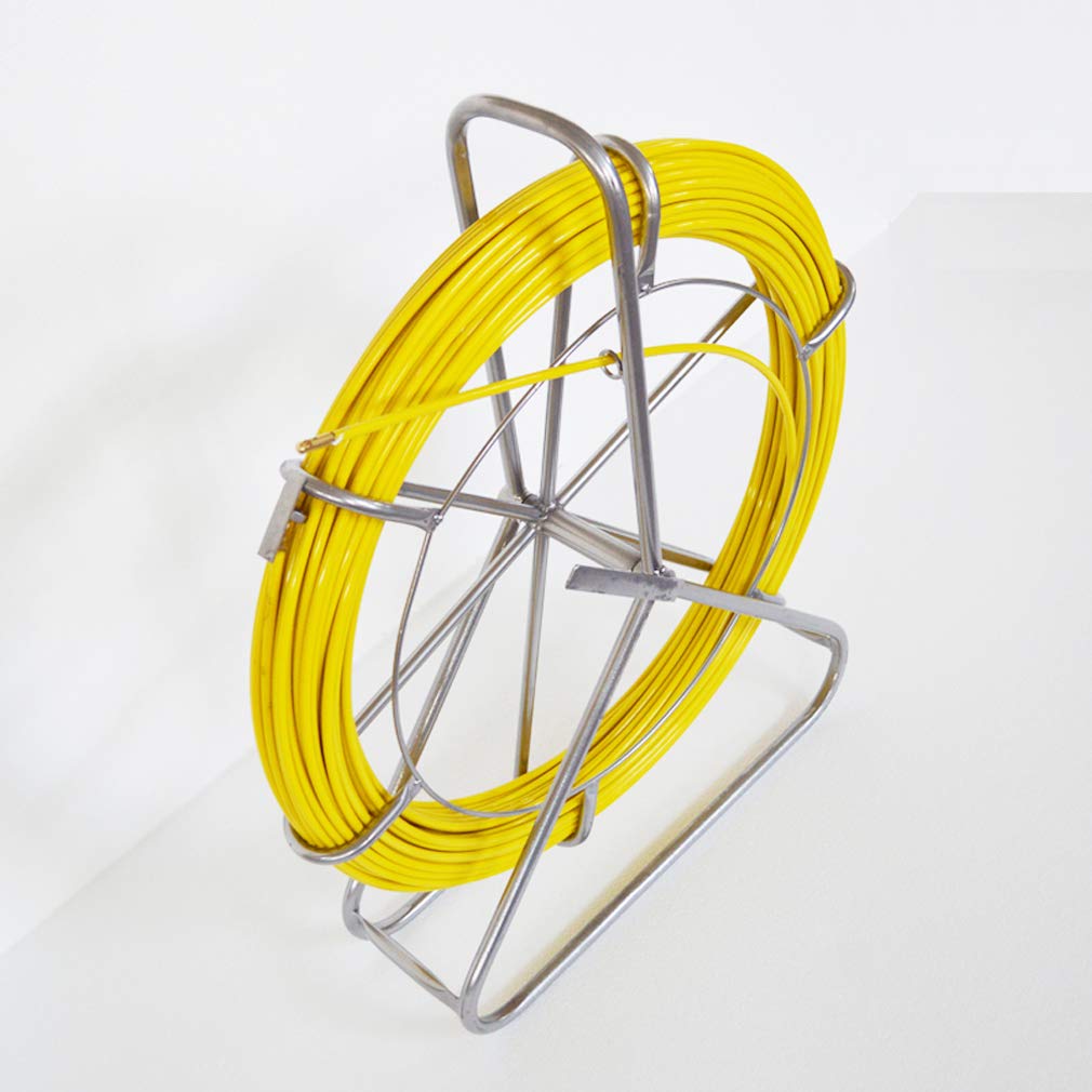 INTBUYING 8mm x 328ft (100m) Fiberglass Fish Tape Wire Puller with Brake - Electrical Cable Pulling Tool for Conduit Wiring, HVAC & Underground Pipe Installation