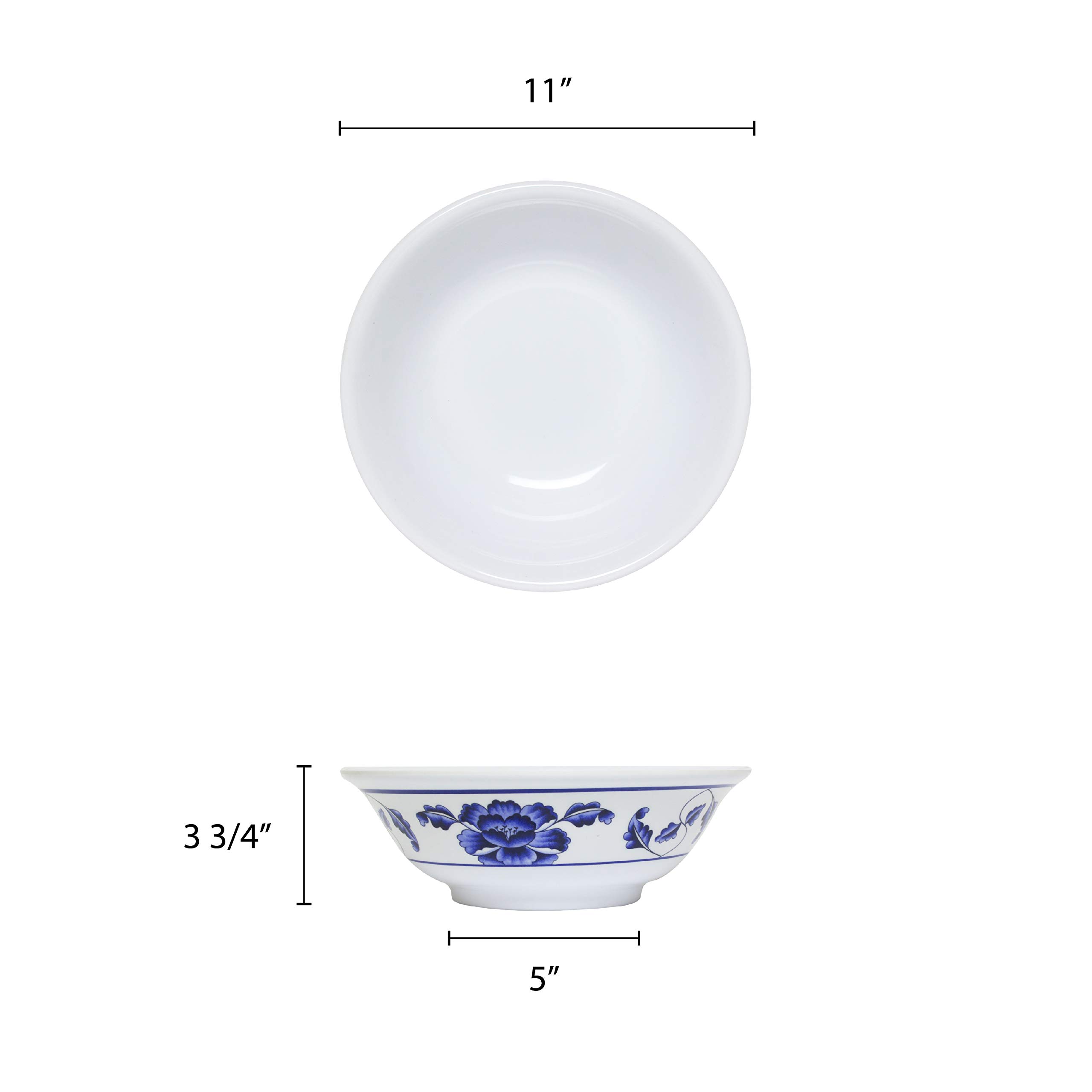 Thunder Group Lotus Melamine Dinnerware Set - 96 oz Rimless Bowl (11 Inch) - Durable & Lightweight - Pack of 12 - Perfect for Restaurants, Catering & Outdoor Dining