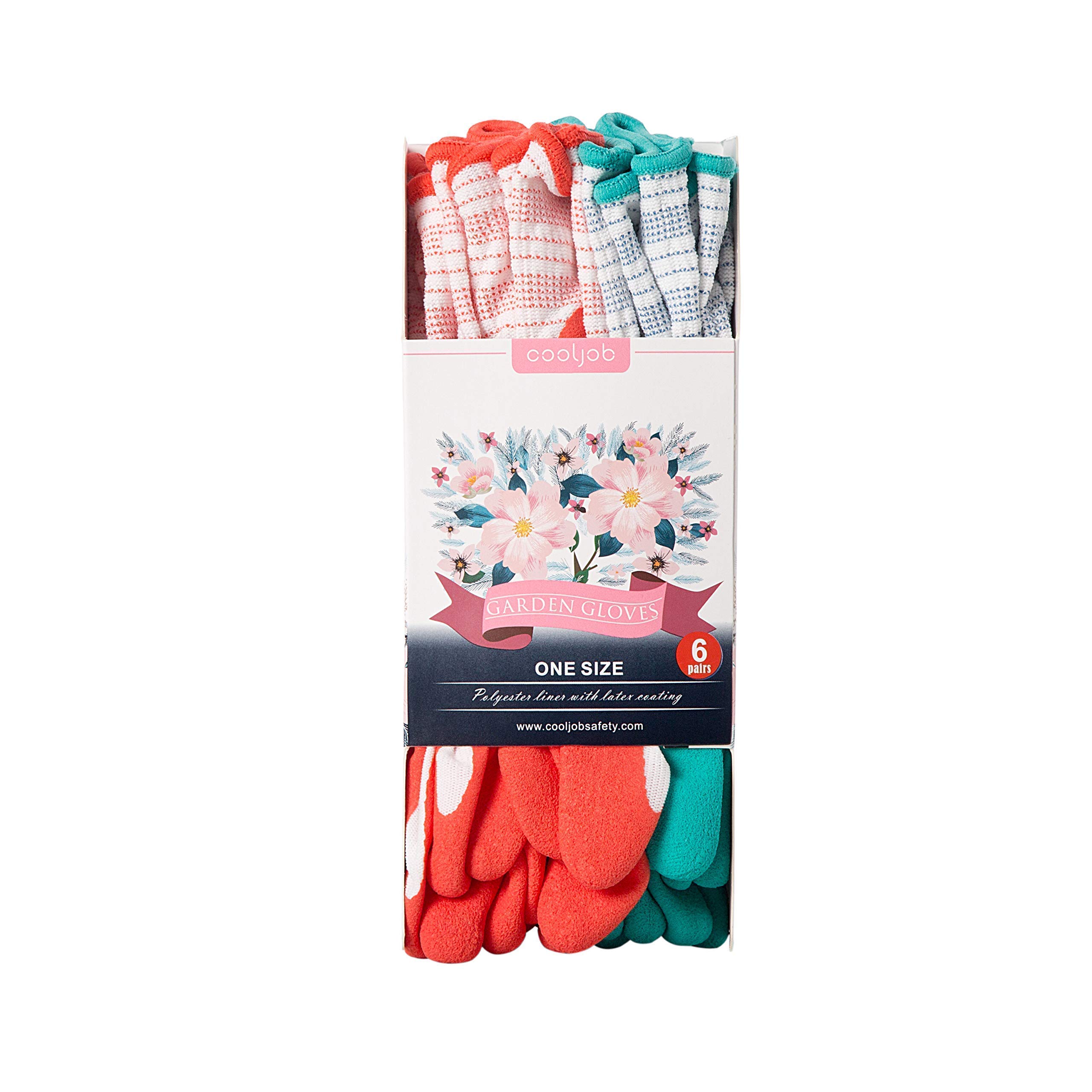 COOLJOB Women's Medium Gardening Gloves (6 Pairs) & Kids Gardening Gloves for Ages 2-5 (2 Pairs) - Family Pack for Planting, Weeding & Outdoor Activities