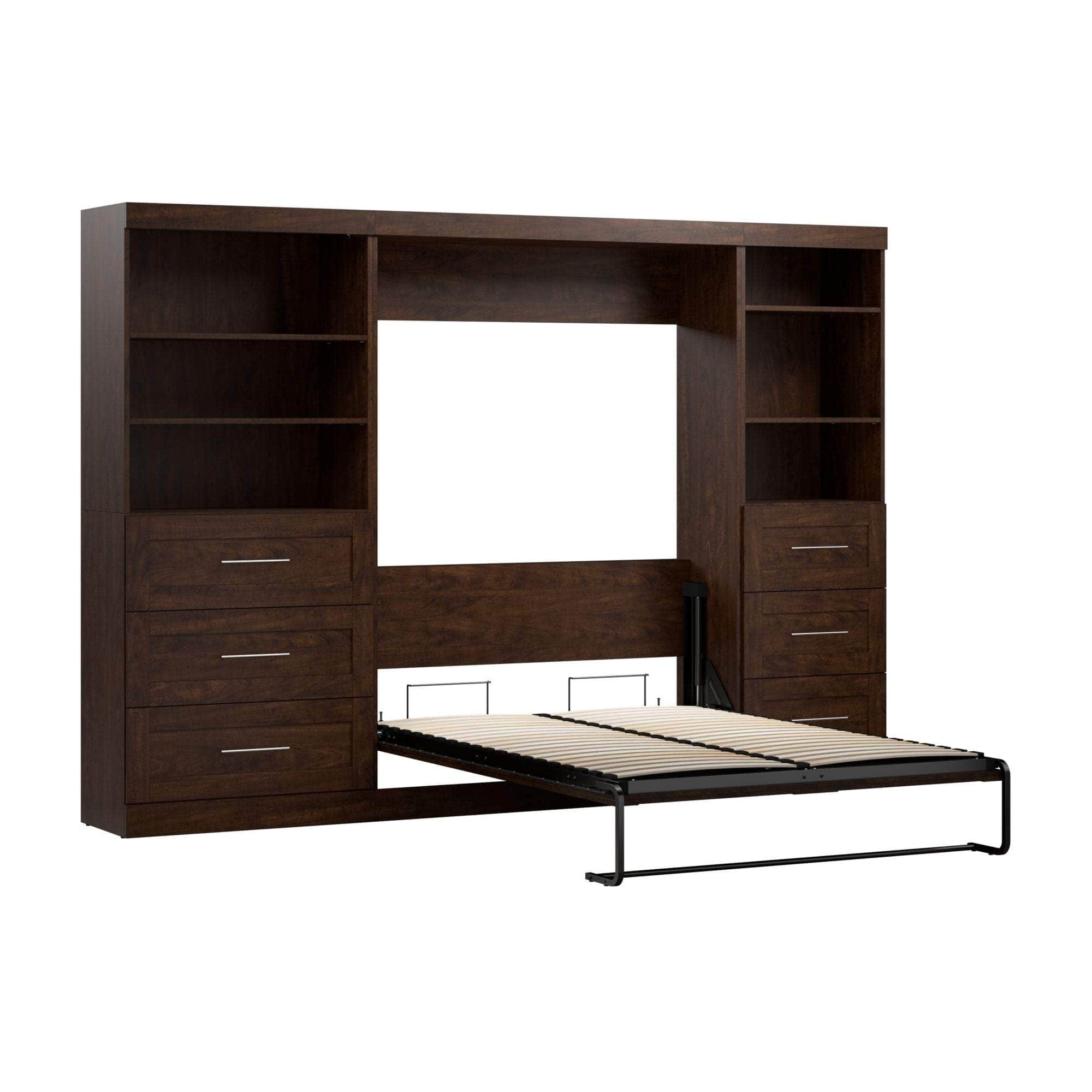 Pur Full Murphy Wall Bed with 2 Storage Units & Drawers (120 Inch) - 5 Color Options | Space-Saving Wall Bed for Small Apartments & Guest Rooms