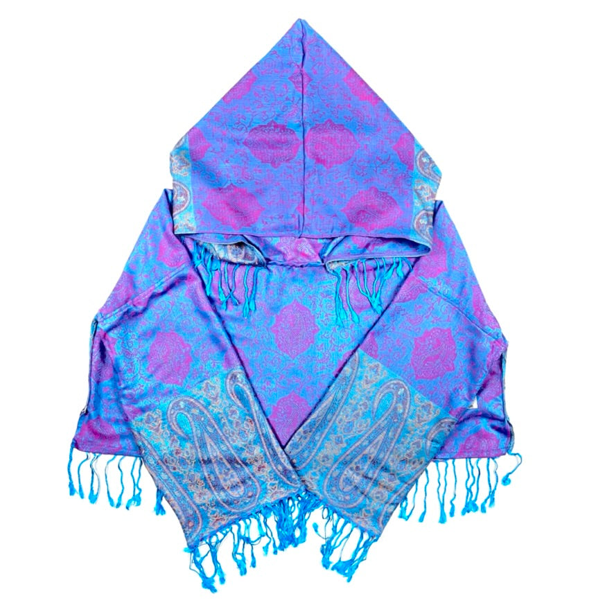PASH LS Crop Top - Teal & Pink Paisley Print Long Sleeve Shirt for Women | Boho Chic Fashion | Perfect for Music Festivals, Beach Outings & Casual Wear