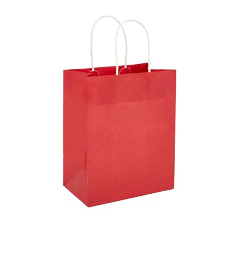 Premium Red Glossy Handle Gift Bags - 250 Pack, 8