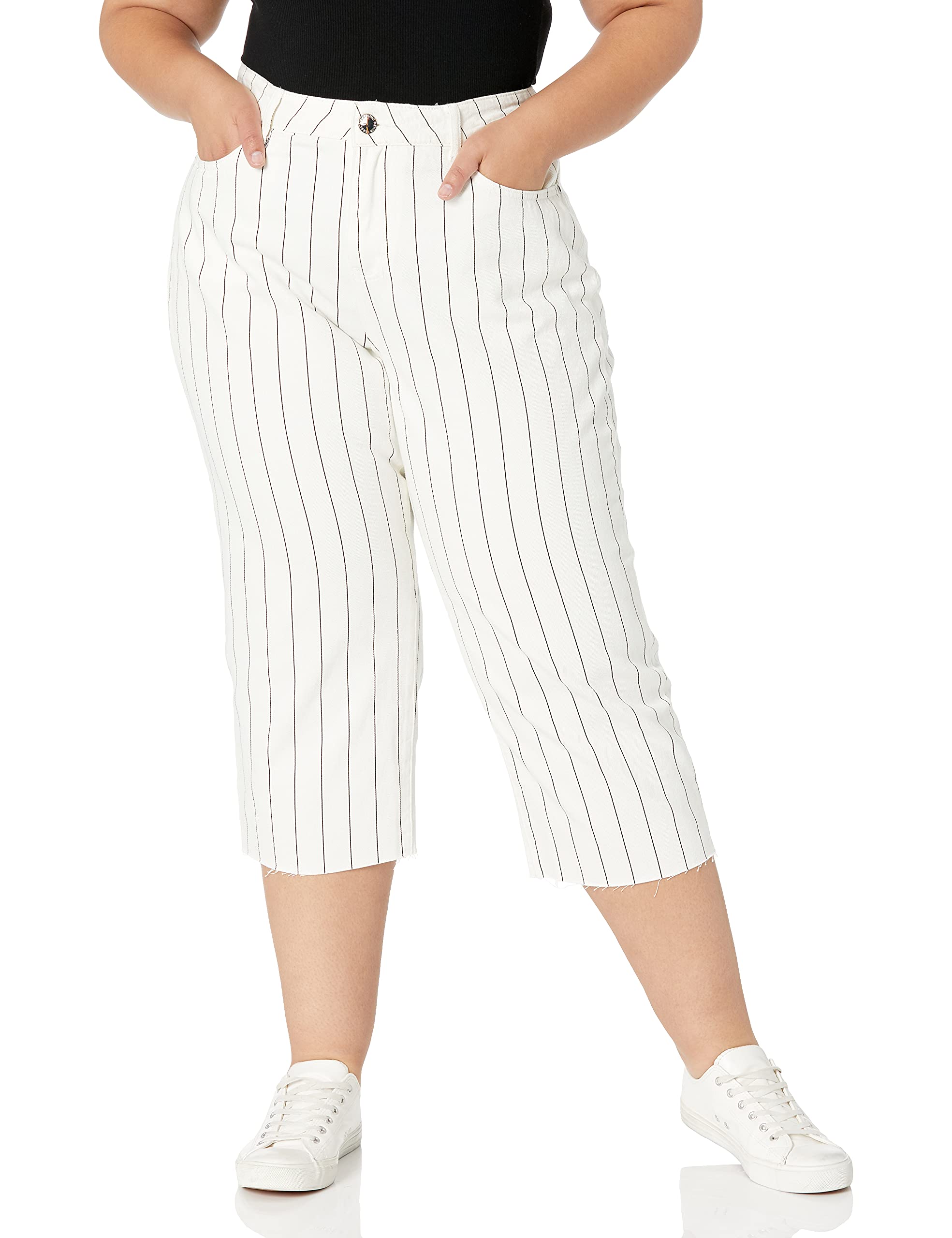 City Chic Women's Cropped Wide Leg Denim Jeans - Trendy High Waist Distressed Jeans for Women | Perfect for Casual Outfits, Street Style & Everyday Wear
