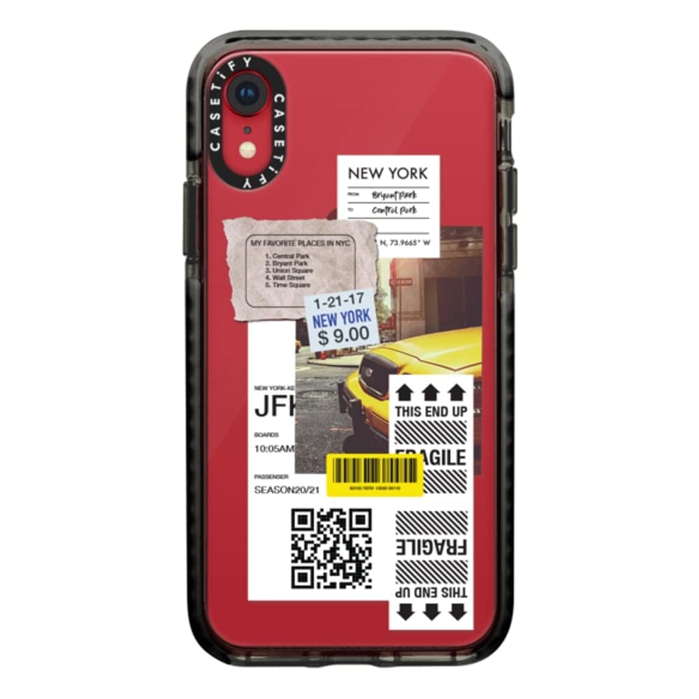 CASETiFY Impact Case for iPhone XR - Shockproof Clear Black Phone Cover with Label Note Design | Perfect for Everyday Protection & Stylish Look