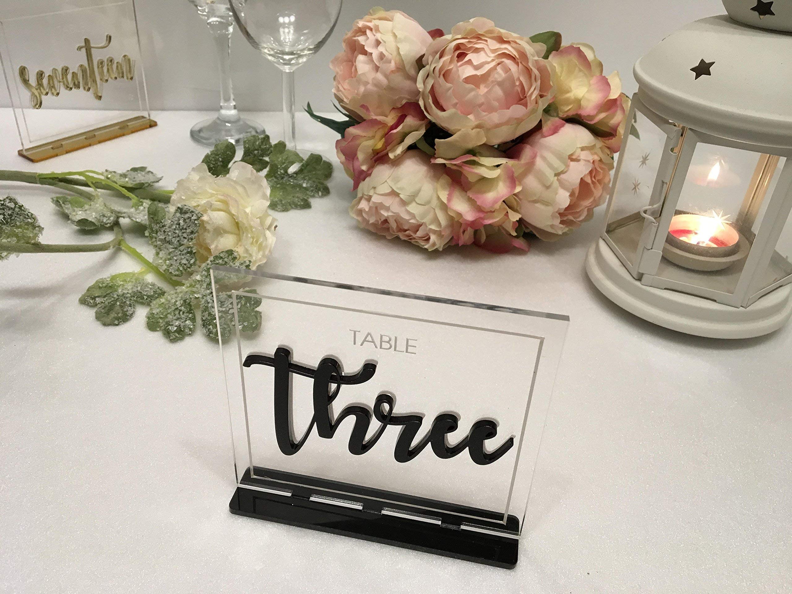 Luxury Acrylic Wedding Table Numbers - Modern Geometric Centerpiece Signs for Receptions, Parties & Events - Custom Calligraphy Bridal Shower Decor - Perfect for Weddings, Anniversaries & Special Celebrations