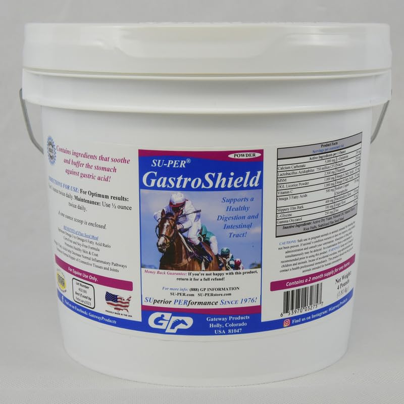 GastroShield Equine Probiotics Powder for Horses - 4lb Digestive Health Supplement | Supports Gastric & Intestinal Tract | 2 Month Supply | Ideal for Performance Horses, Senior Horses & Digestive Issues