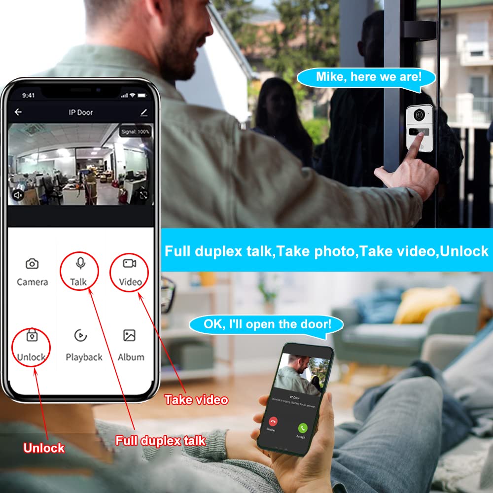 1080P Tuya Smart Video Doorbell - WiFi Wireless Security Camera with Two-Way Audio, Night Vision & Motion Detection for Home, Apartment & Office (Perfect for Package Delivery Monitoring & Visitor Identification)