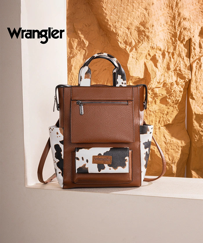 Wrangler Convertible Leather Backpack for Men & Women - Durable Travel Backpack with Adjustable Straps - Perfect for Hiking, Work & School