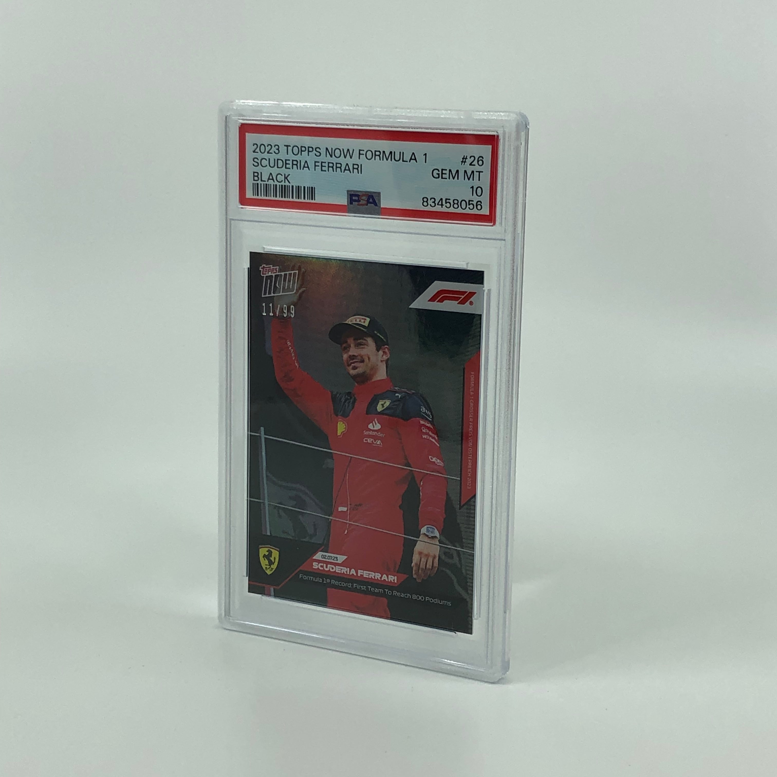 PSA 10 Graded 2023 Topps Now Charles Leclerc #26 Black Parallel Card - 11/99 Limited Edition for F1 Collectors & Racing Memorabilia Display