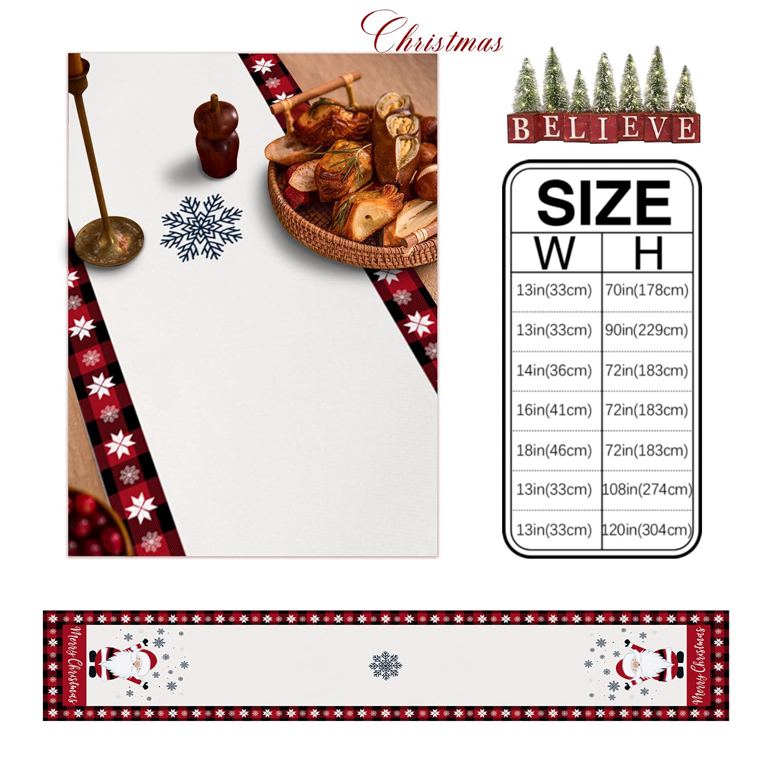 Christmas Gnome Table Runner 13x90in - Burlap Coffee Table Decor for Parties & Holidays