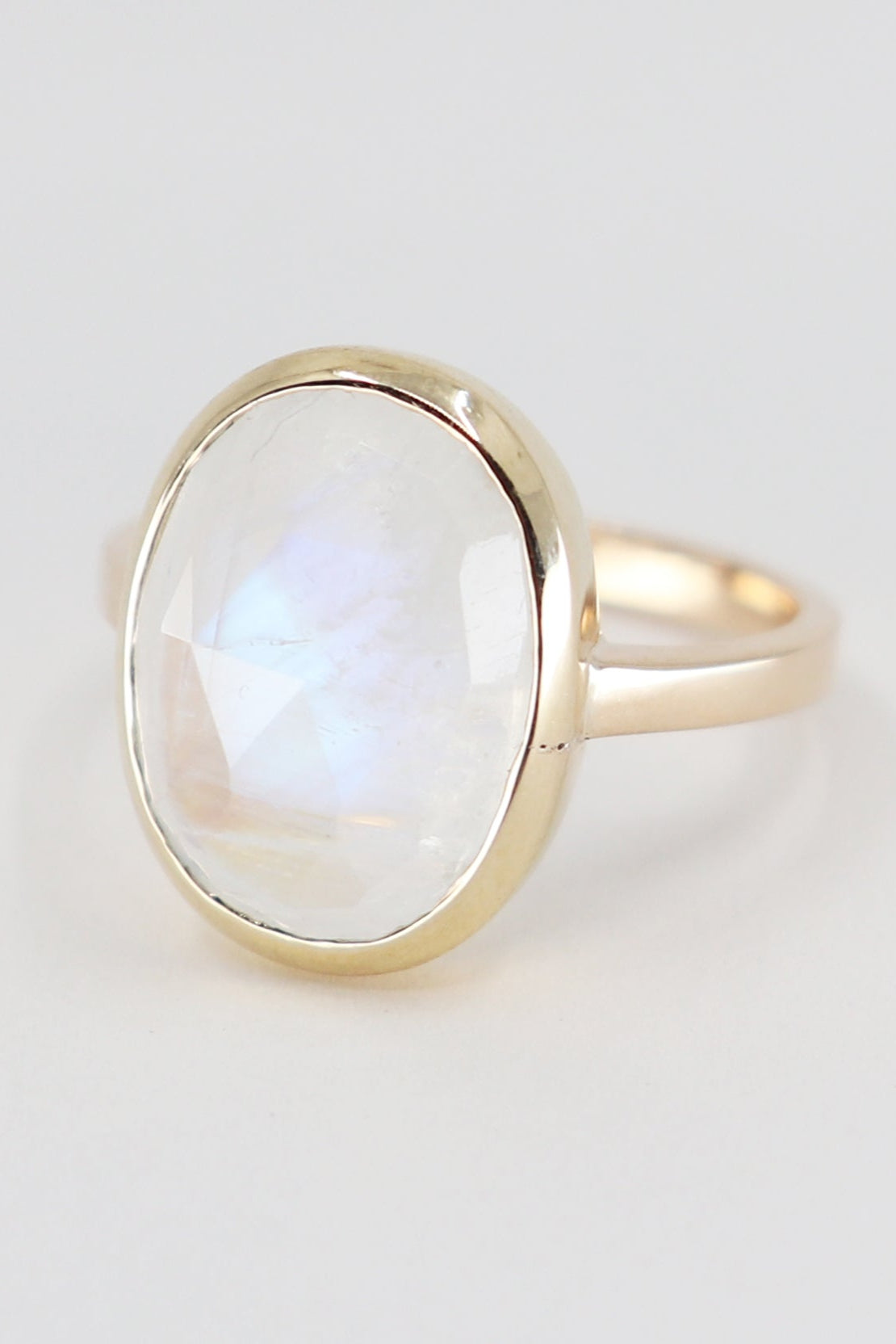 Faceted Oval Moonstone Ring - Elegant Handmade Sterling Silver Jewelry for Women | Perfect for Weddings, Parties & Everyday Wear