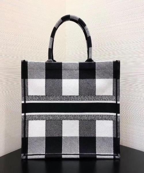 Dior Book Tote Bag in Off White & Black Embroidered Canvas - Luxury Designer Tote for Women, Perfect for Travel, Work & Everyday Use