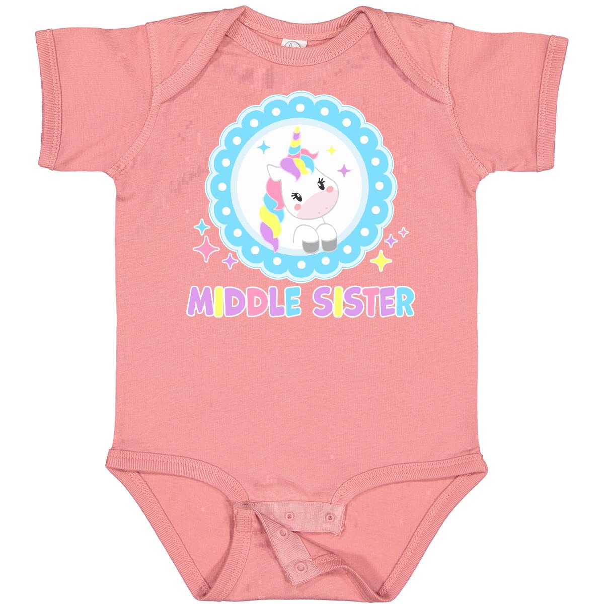 Inktastic Middle Sister Cute Unicorn Baby Bodysuit - Soft Cotton Onesie for Newborn & Infant Girls - Perfect for Birthday, Photo Shoots & Family Gifts