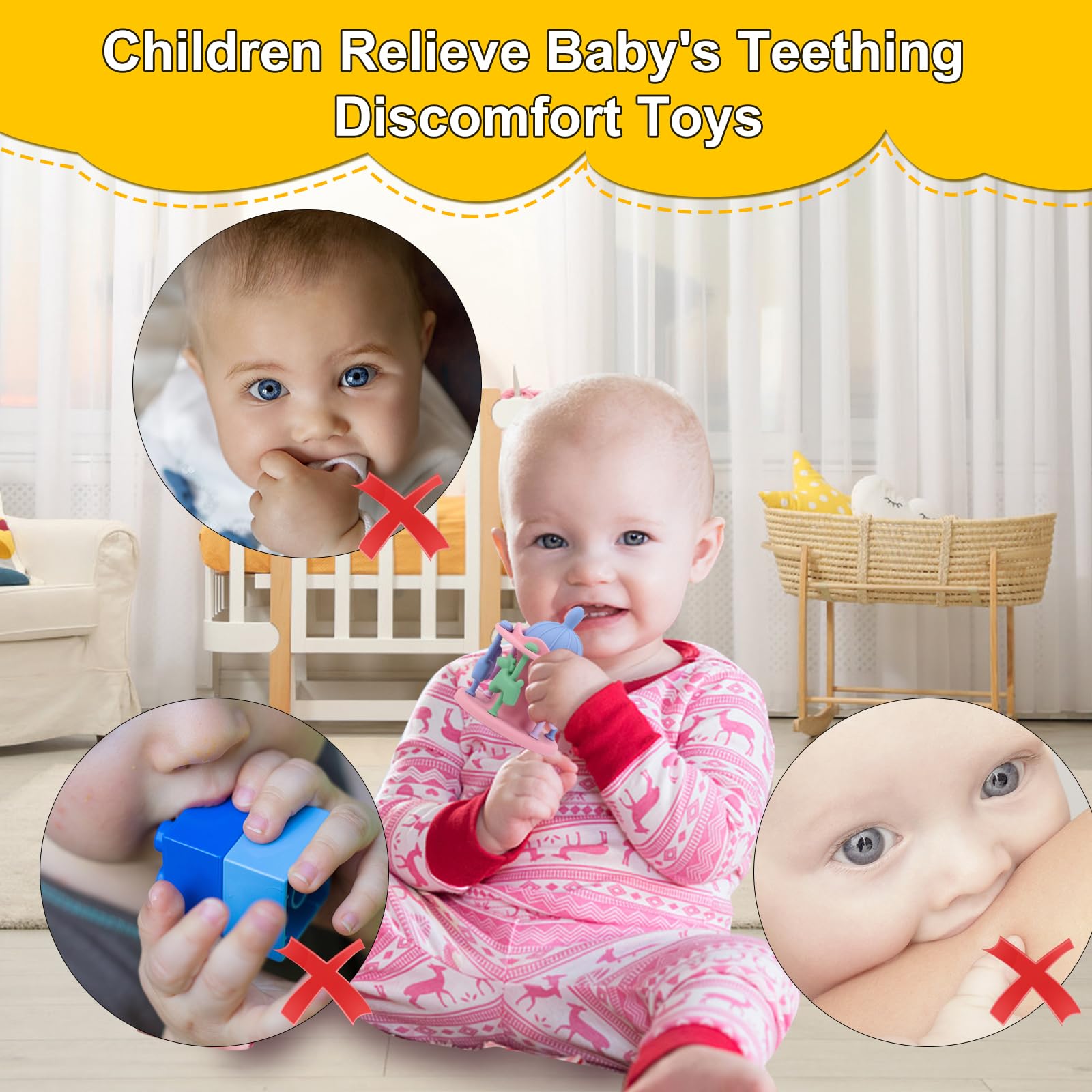 DDMY Silicone Baby Teether Toy - Safe for 0-12 Months, Perfect Gift for Girls & Boys - Great for Teething Relief & Playtime