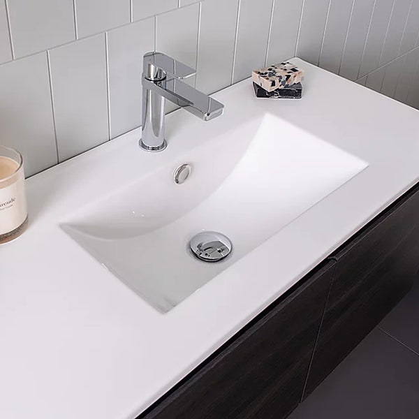 ADP Glacier Lite Ensuite Door and Drawer Slim Vanity with Ceramic Top - Modern Bathroom Vanity for Small Spaces, Perfect for Apartments & Powder Rooms