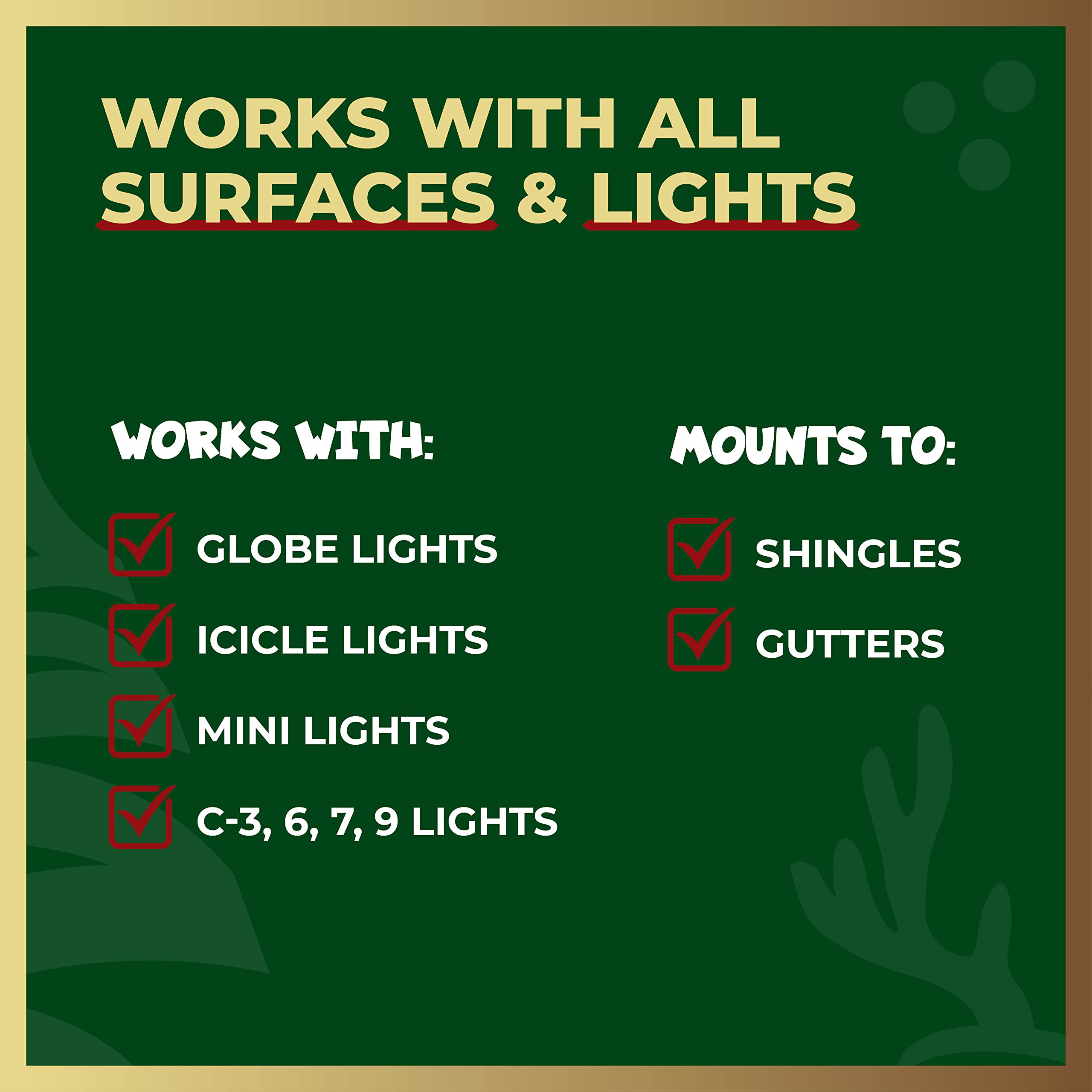 400-Pack All-Purpose Christmas Light Clips for Outdoor Holiday Decorations - Universal Fit for Mini, C6, C7, C9, Rope & Icicle Lights - Easy Shingle & Gutter Mounting (No Tools Needed) - Perfect for Roof, Fence & Window Decor - Made in USA