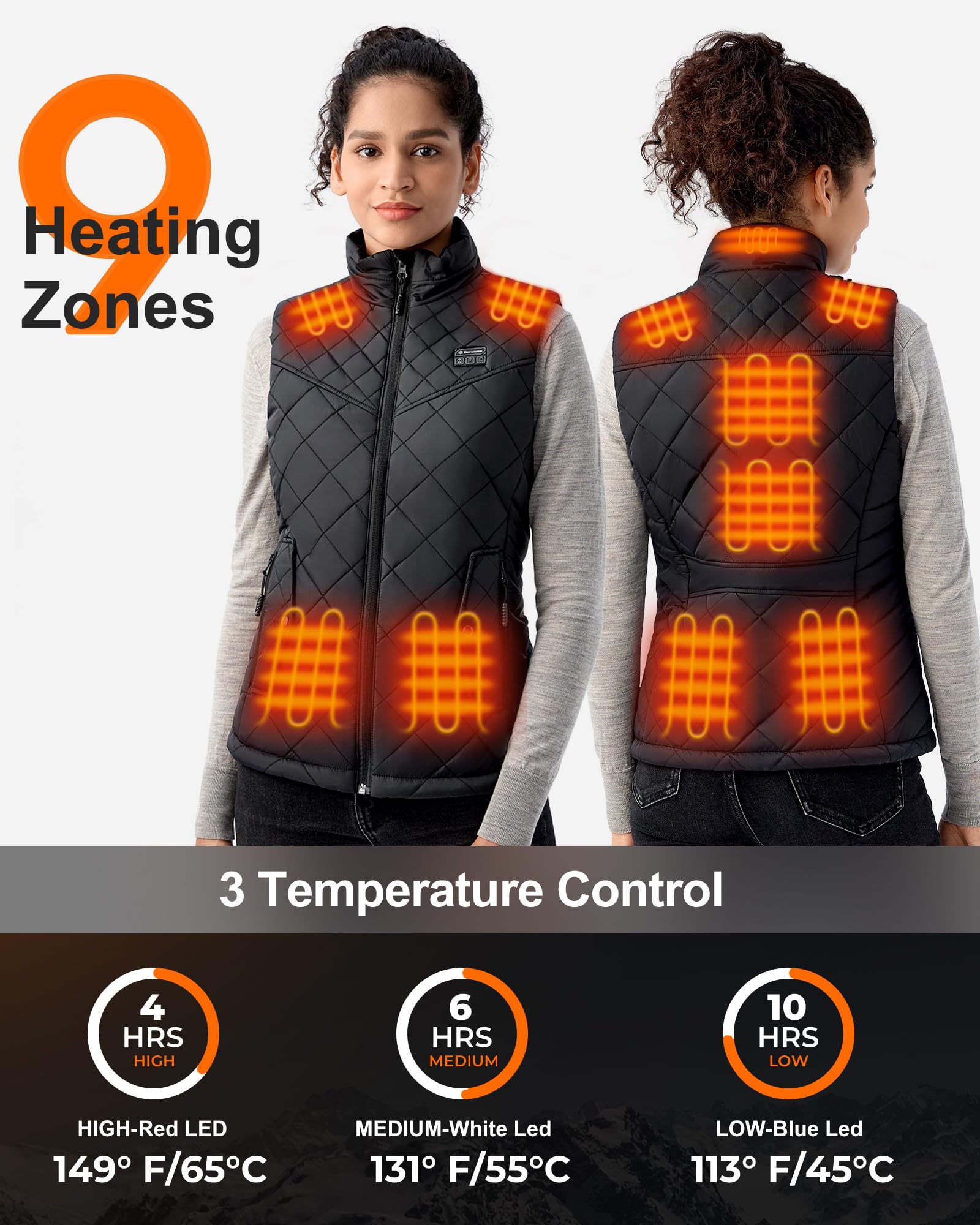 Quilted Heated Vest for Women with 16000mAh Battery Pack - 7.4V Smart Warming Winter Jacket for Outdoor Activities, Hiking & Cold Weather
