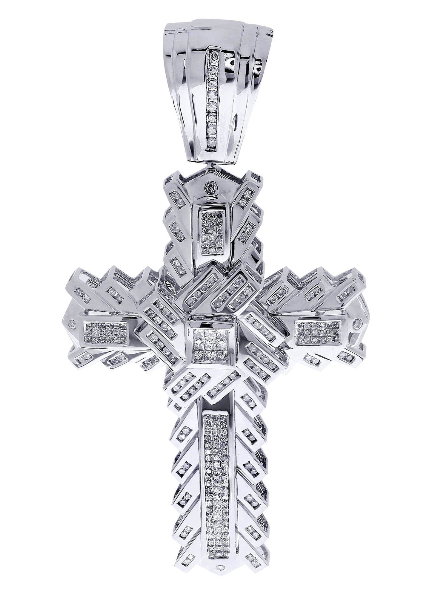 2.56 Carat Diamond Cross Pendant Necklace - 32.95 Grams Solid Gold Religious Jewelry for Women - Perfect for Church, Weddings & Special Occasions