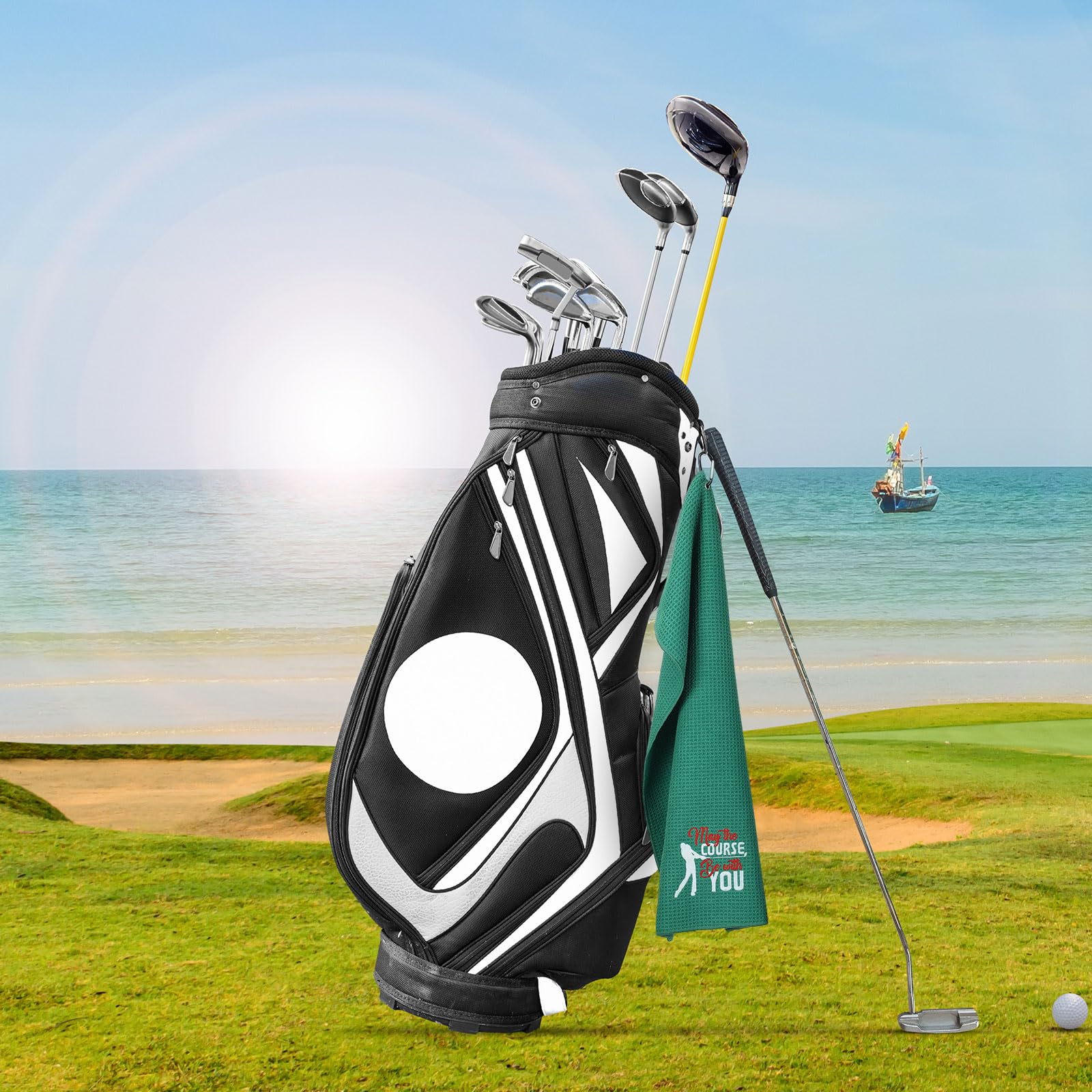 4 Pack Funny Golf Towels with Clip - Embroidered Golf Accessories for Golf Bags & Clubs - Perfect Gift for Men, Women, Golf Fans (24