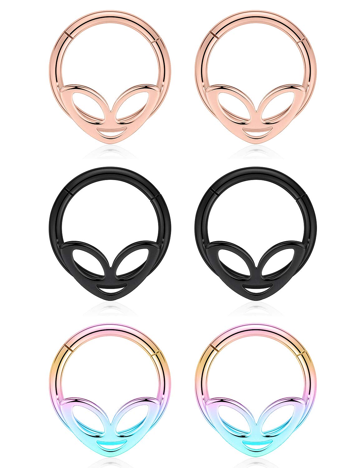 16G Septum Clicker Ring - Small Daith Piercing Jewelry for Women & Men | Hypoallergenic Stainless Steel Nose Ring | Perfect for Everyday Wear, Parties & Self-Expression