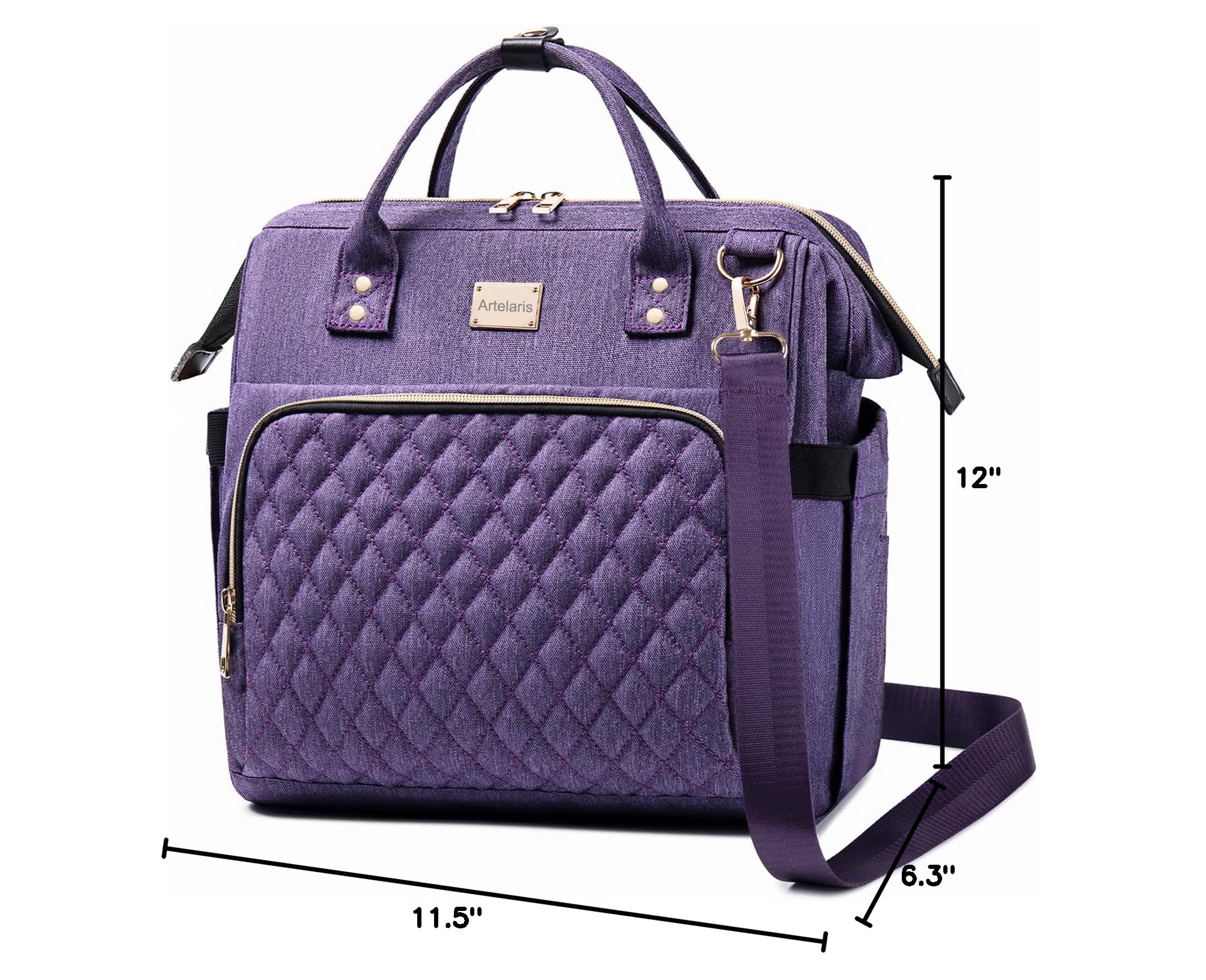 Artelaris Insulated Lunch Bag for Women - Large Leakproof Cooler Tote for Work, Office & School - Reusable Lunch Box & Purse in Purple - Perfect for Meal Prep, Picnics & Daily Commute