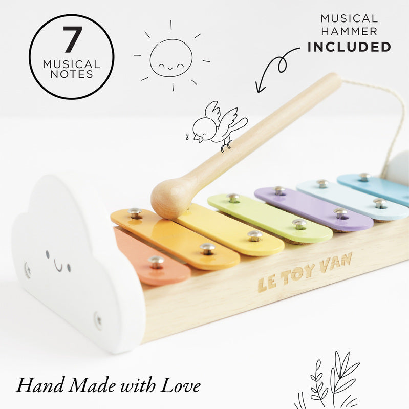 Petilou Rainbow Wooden Xylophone - Colorful Musical Toy for Kids, Toddler Educational Instrument - Perfect for Early Learning, Music Play & Sensory Development