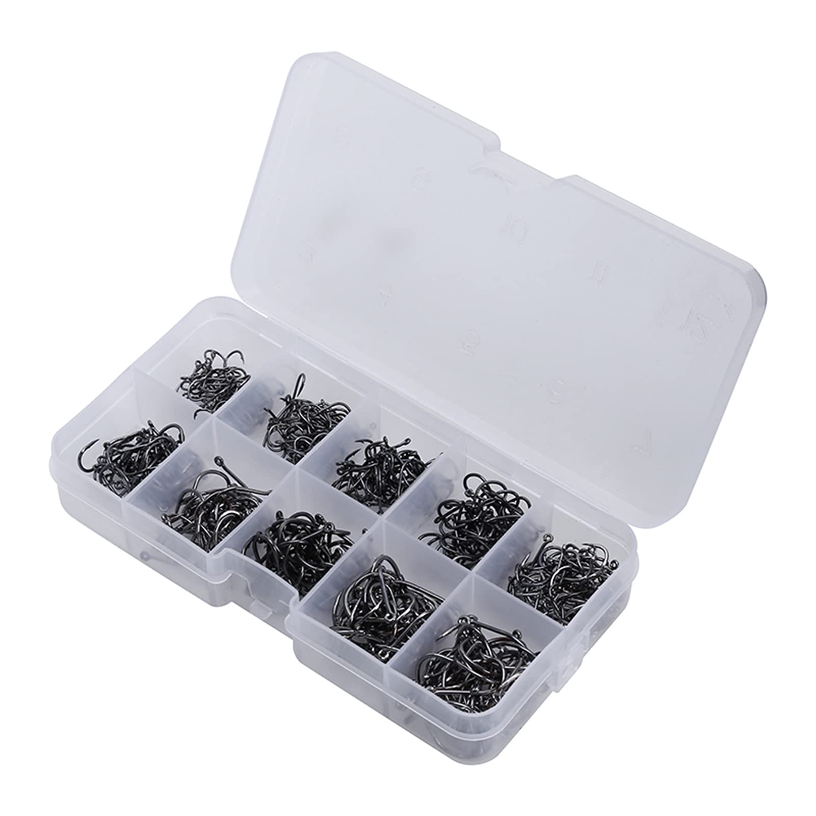 BTIHCEUOT Fishing Hook Set - 500pcs Carbon Steel Barbed Hooks for Seawater Fishing
