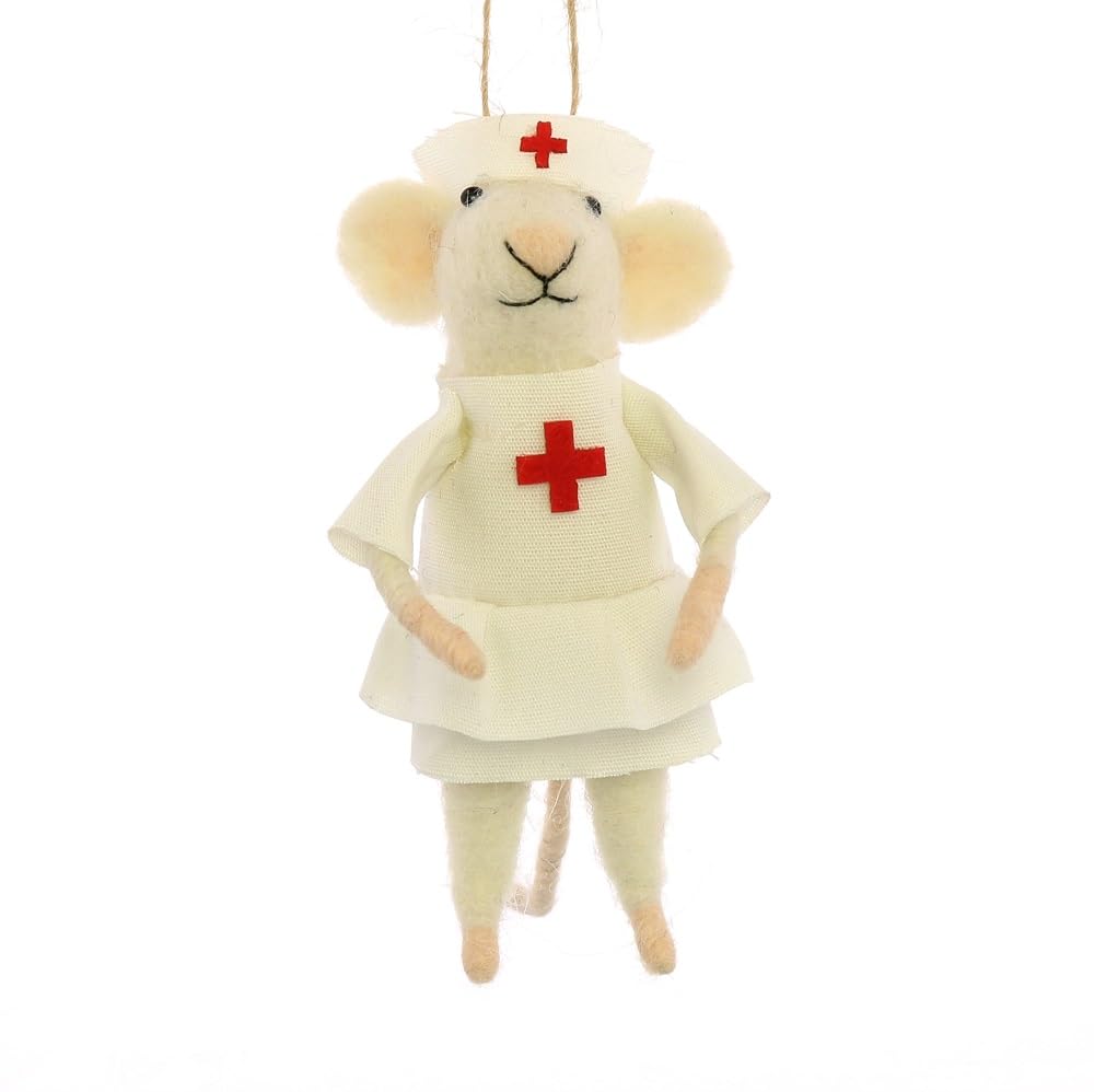 HomArt Felt Nurse Mouse Ornament - Christmas Decor Gift