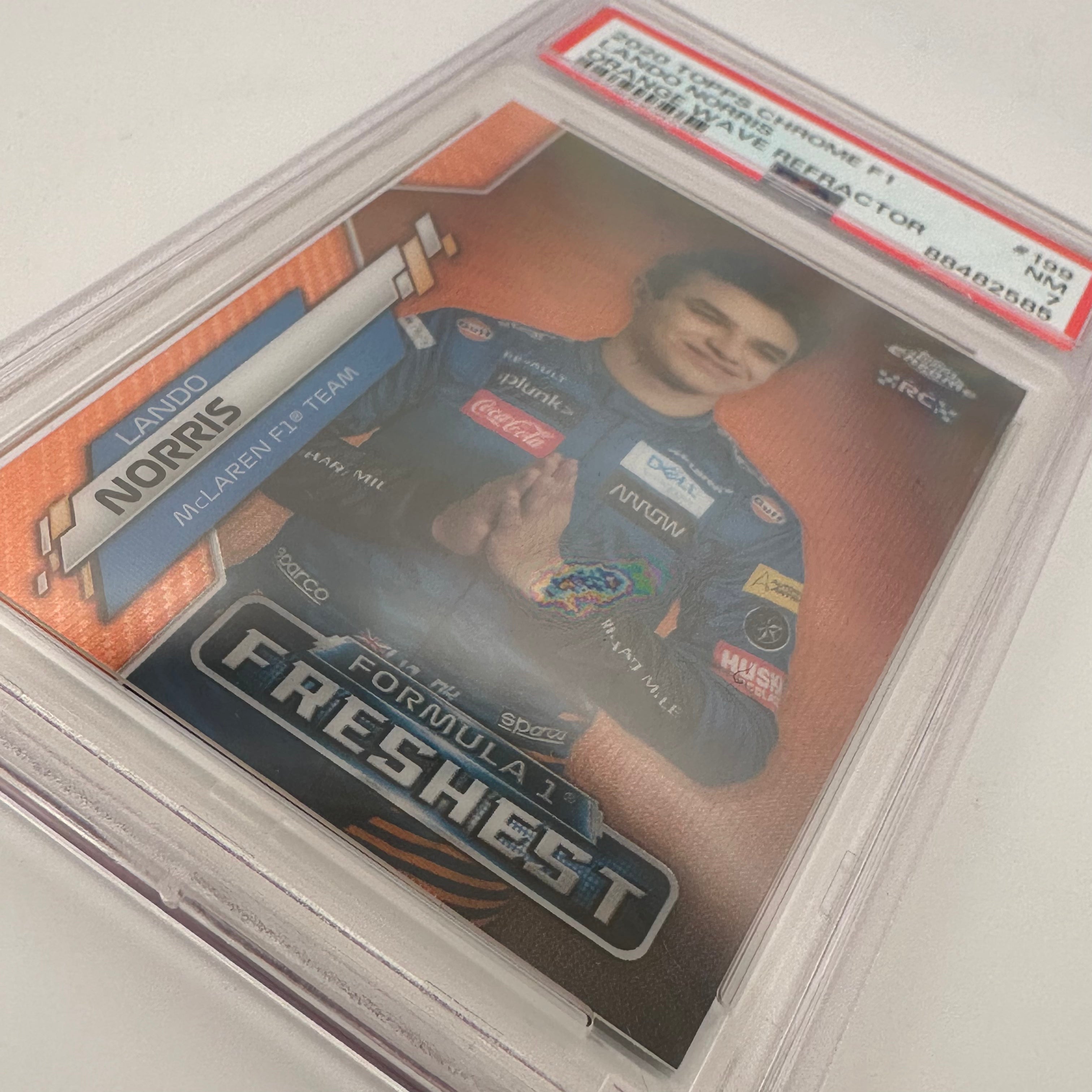 PSA 7 Lando Norris #199 2021 Orange Wave Refractor Rookie Card - F1 Racing Collectible for Display & Investment