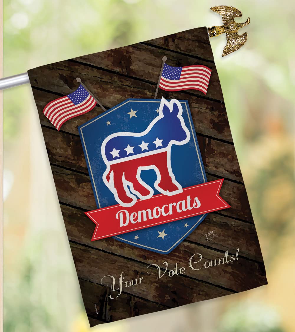 Democrats Patriotic House Flag Set 28x40 with Flagpole - Outdoor Decor