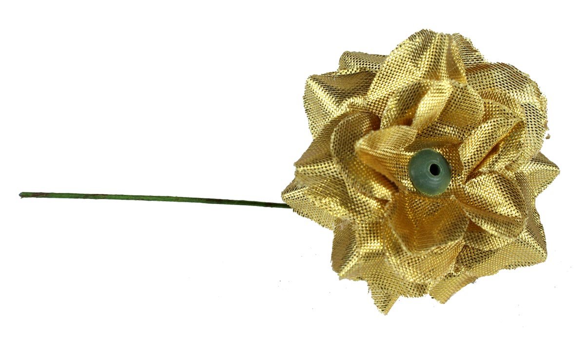 Homeoculture Golden Shimmering Stem Flower Hair Clips - 2 Pack Natural-Looking Floral Hair Accessories for Women & Girls | Perfect for Weddings, Parties & Everyday Wear