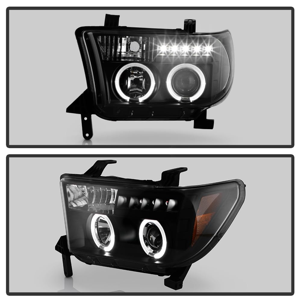 High-Performance LED Halo Headlights for 2007-2013 Toyota Tundra - Black/Clear Lens - Upgrade Your Night Driving & Off-Road Adventure