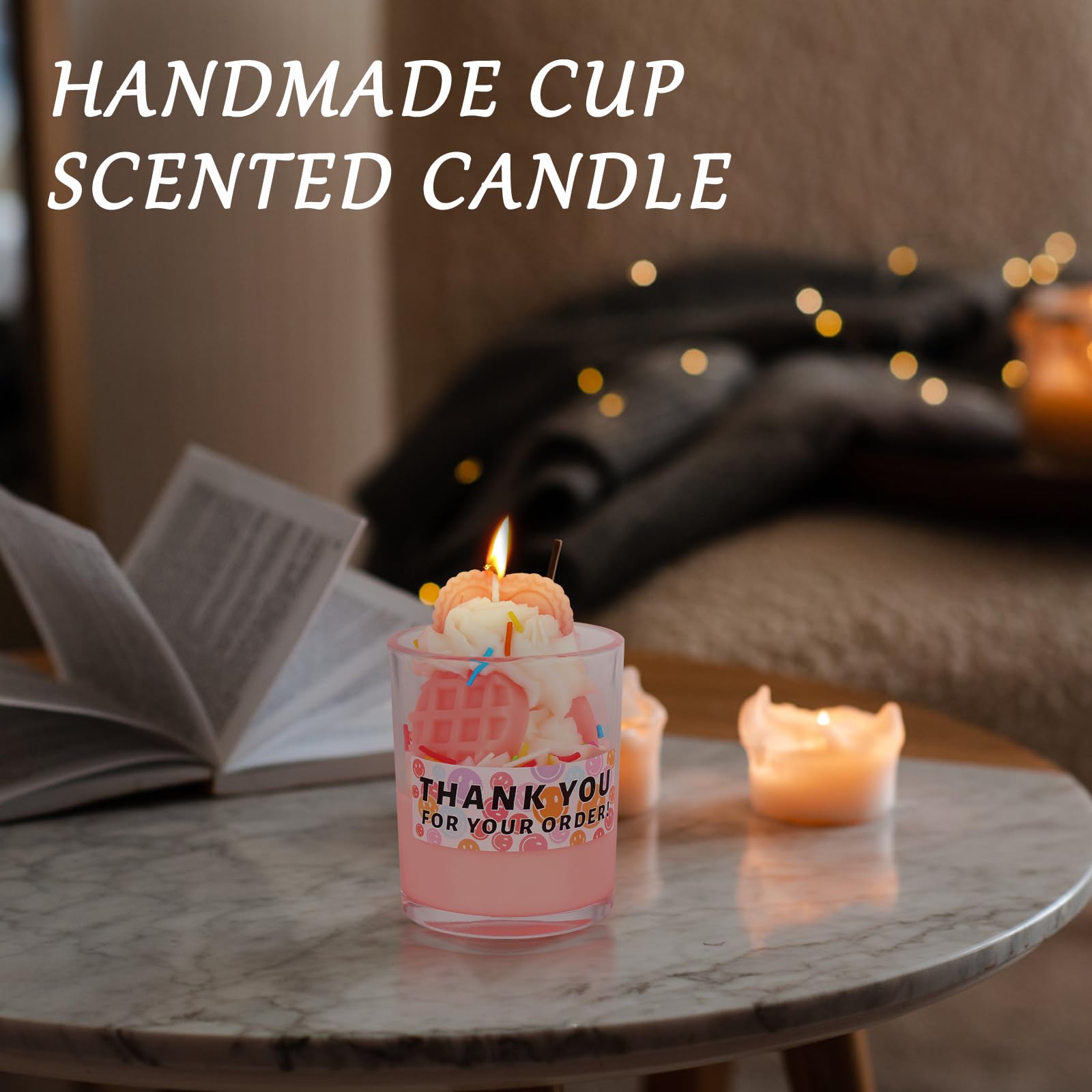 DAJASD Scented Soy Wax Candles in Glass Jar - Aromatherapy Gifts for Women, Relaxing Home Decor for Bedroom, Bathroom & Office - Perfect for Birthday, Halloween, Christmas (Light Pink)