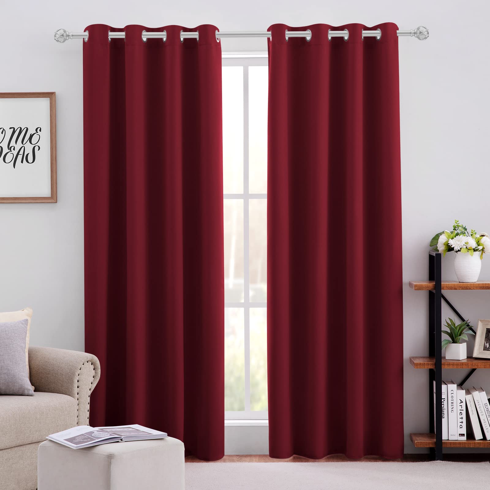 Burgundy Red Blackout Curtains 42x84 Inch - 2 Panels Set, Thermal Insulated & Soundproof Grommet Window Drapes for Bedroom & Living Room | Perfect for Home Theater, Night Shift Workers & Light Sleepers