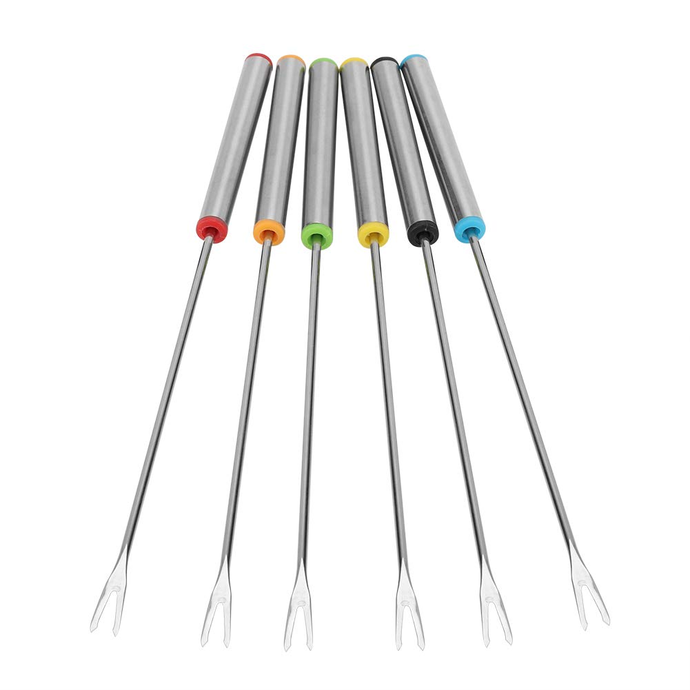 Premium Stainless Steel Fondue Forks Set - 6-Piece Chocolate & Cheese Fondue Forks for Chocolate Fountain, Melting Pot, Party, and Home Entertaining