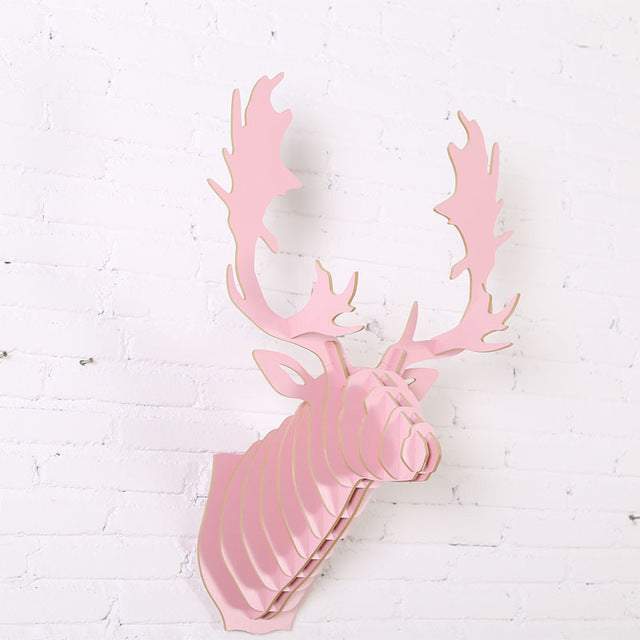 Handcrafted Wooden Reindeer Head Sculpture - Rustic Animal Trophy Wall Art for Home, Bar, or Club Decor - Perfect for Christmas, Cabin, and Hunting Lodge Decorations