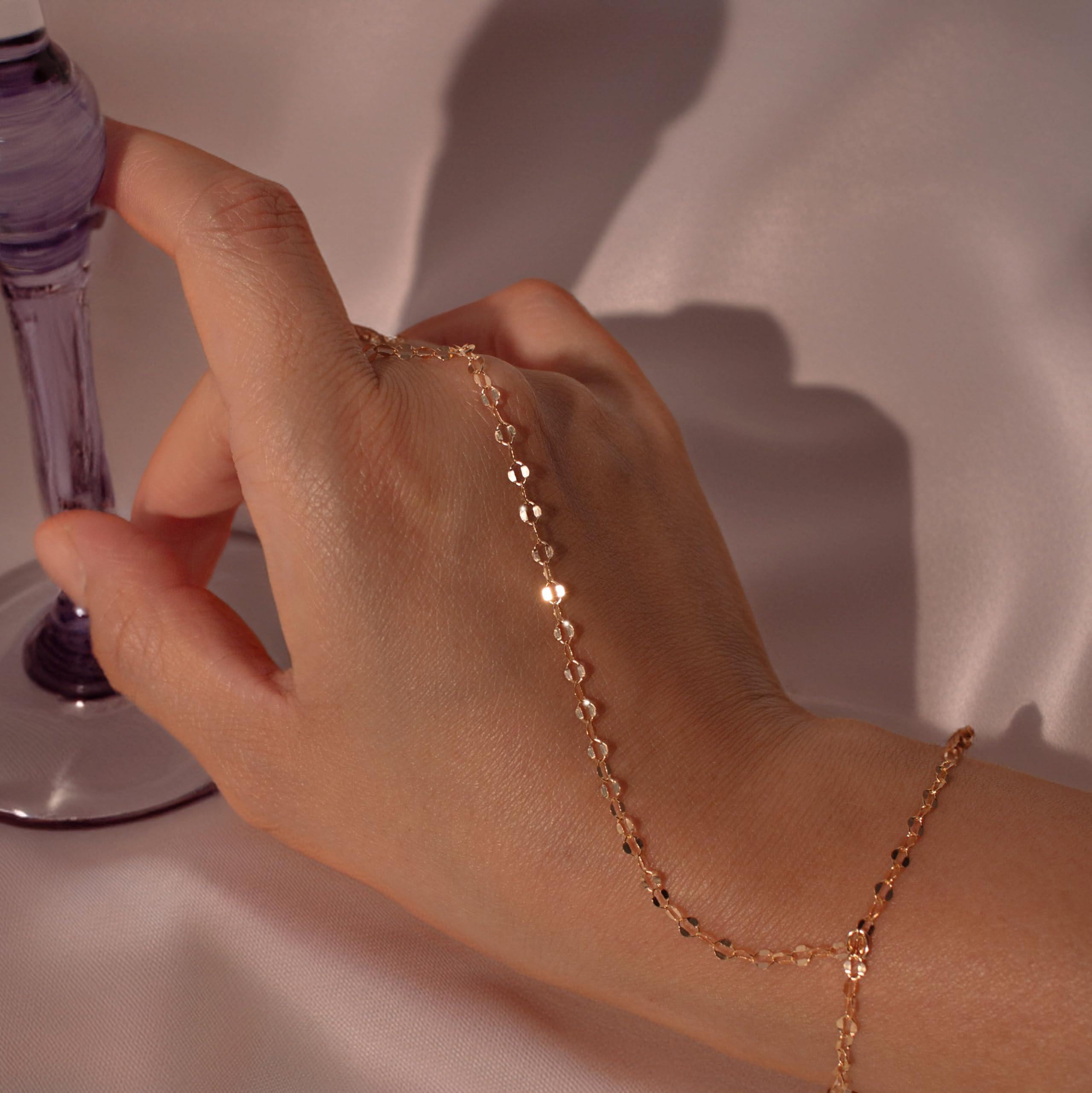 14K Gold Filled Ring Chain Bracelet - Dainty Adjustable Slave Bangle for Women | Waterproof Fashion Jewelry | Perfect Gift for Birthday, Anniversary & Valentine's Day | Ideal for Parties, Date Nights & Everyday Wear